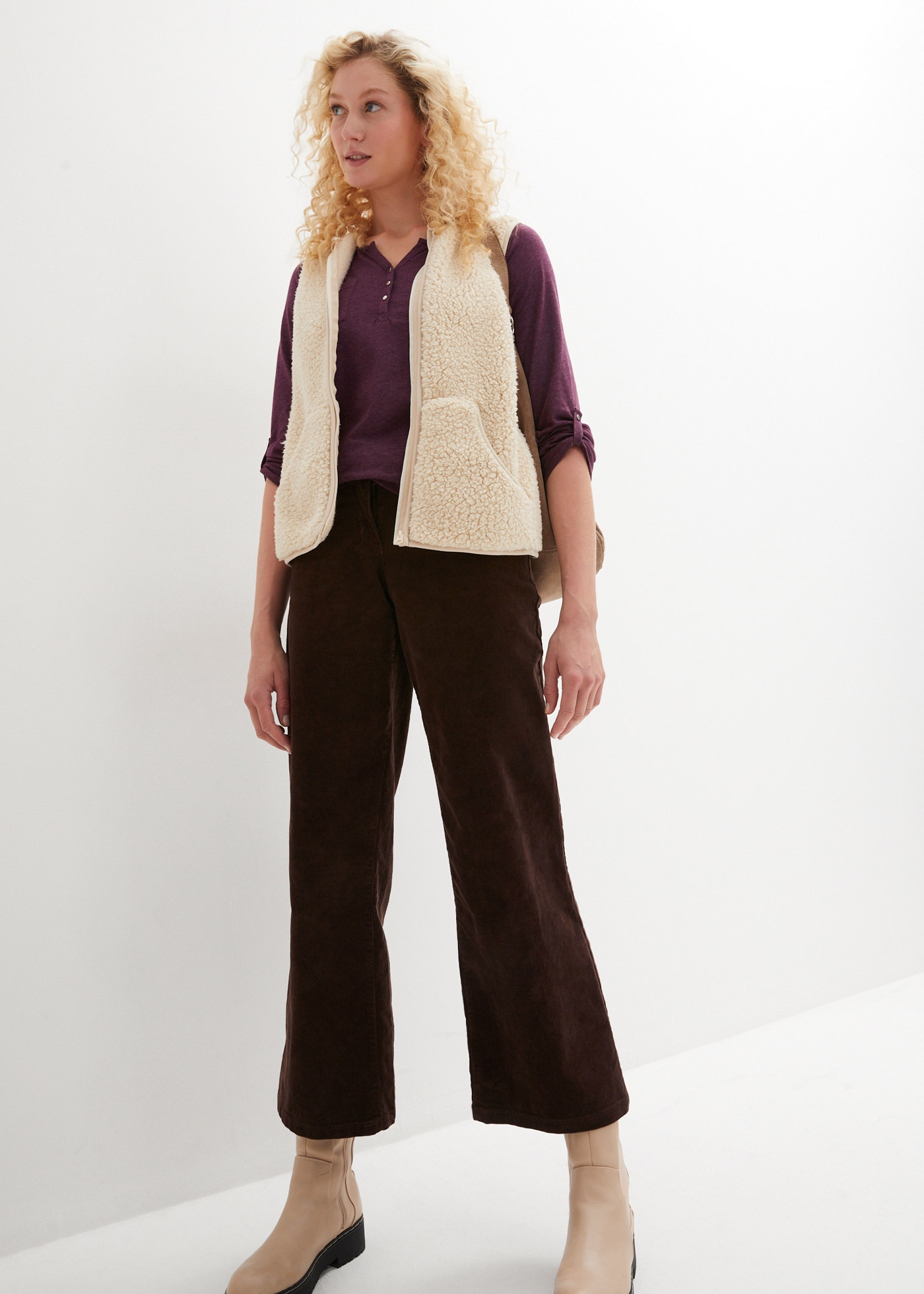 bonprix T-shirt Henleys mit 2 Brusttaschen und knöpfbaren Ärmeln