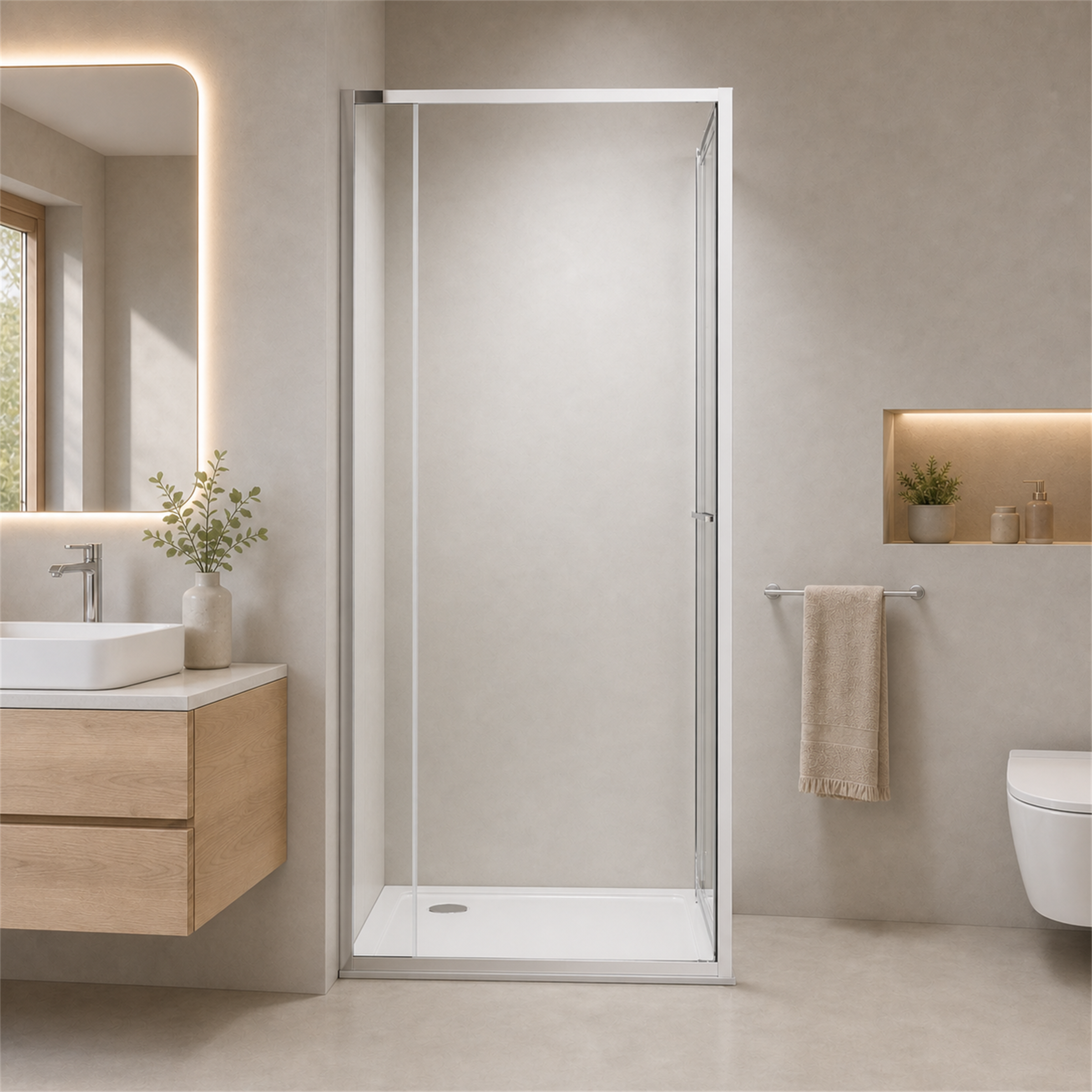 GOODproduct Douche d'angle »Vinci« porte battante pour largeur d'entrée maximale, système à double roulettes