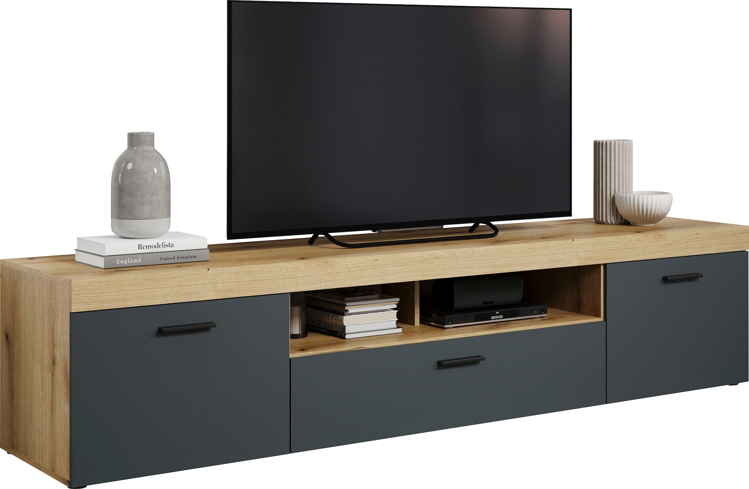 Home affaire Table basse »Tyler TV-Kommode« Packung, 1 cuis tlg. TV-Lowboard, Hirnholzapplikationen, Breite 230 cm