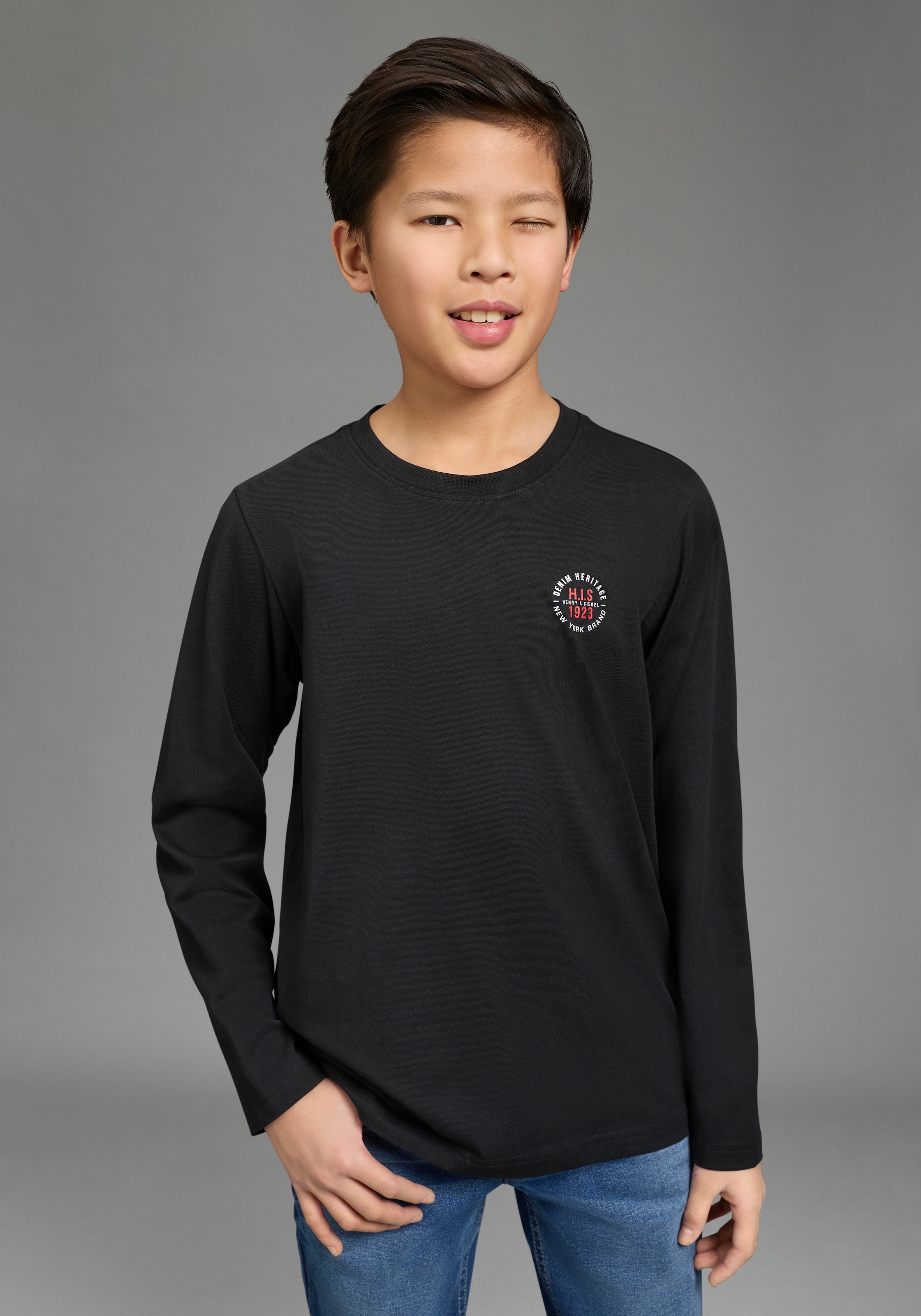 H.I.S Langarmshirt »2er Pack Shirts mit Logoprint« Packung, 2, 2 tlg. Für TEENS. 2er Pack Shirts