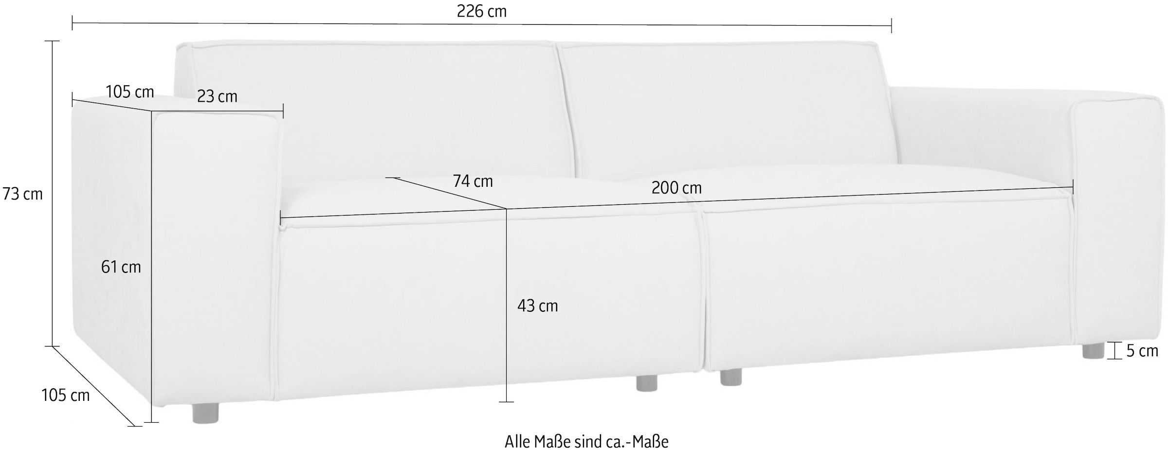 GOODproduct 2-Sitzer »Jorrena, extra weicher Chenille-Stoff« Kompaktsofa, 3 Komfortstufen, Breite 226 cm, mit Wellenunterfederung
