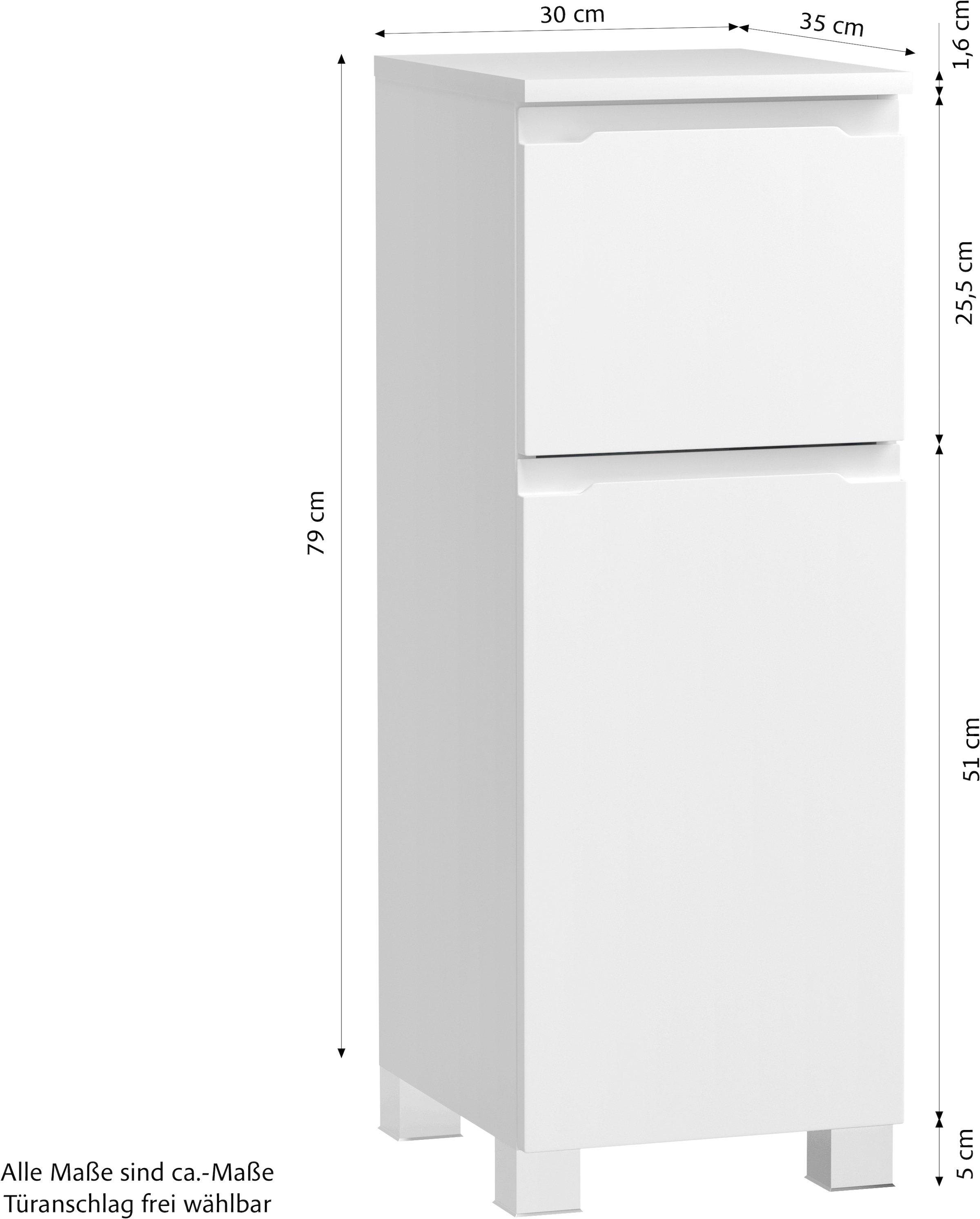 welltime Armoire basse »CABO, gedämpfte Scharniere, Softclose-Auszug« blanc mat, design sans poignées, réversible