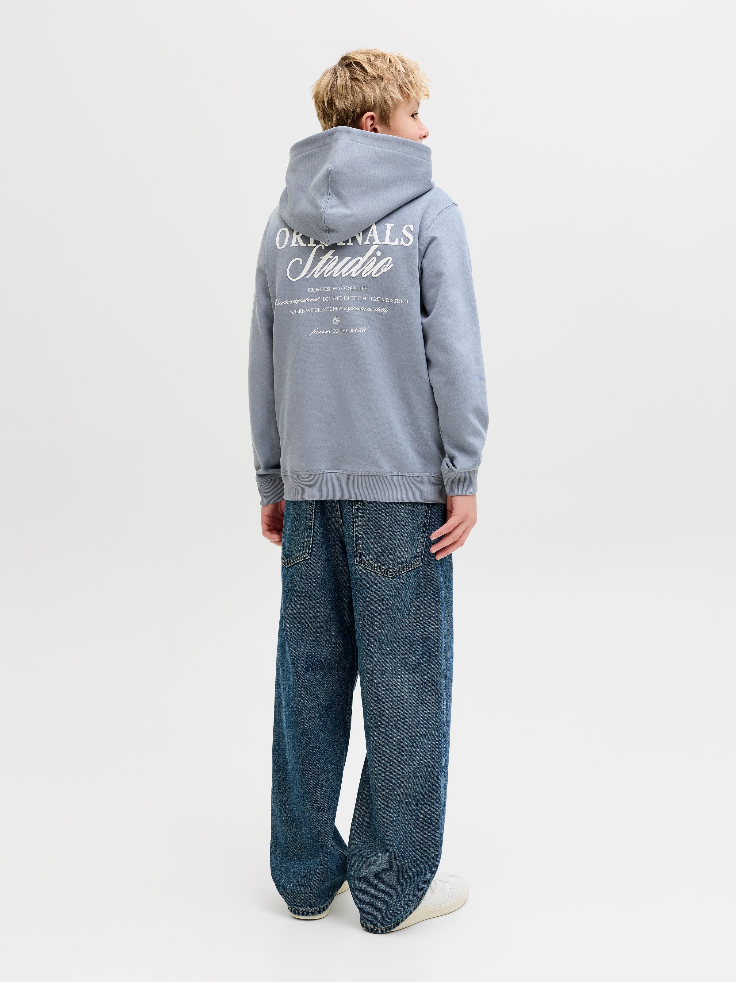 Jack & Jones Junior Sweat à capuche »JORNORREBRO TYPO BACK SWEAT HOOD SN JNR«, Baumwollmischung, relaxed fit, Langarm
