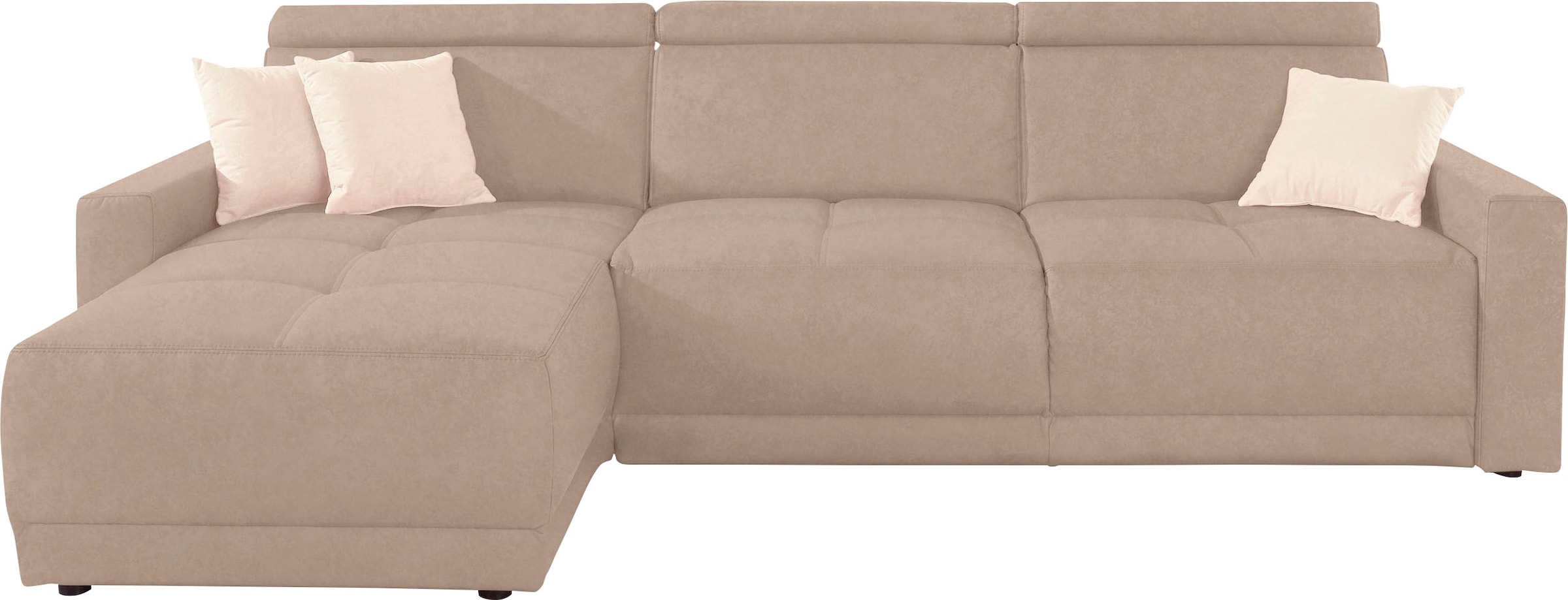 DOMO collection Canapé d'angle »Ava mit moderner Sitzheftung & toller Doppelnaht, komfortabel, L-Form« avec méridienne, incluant ressorts ensachés, réglage tête en option