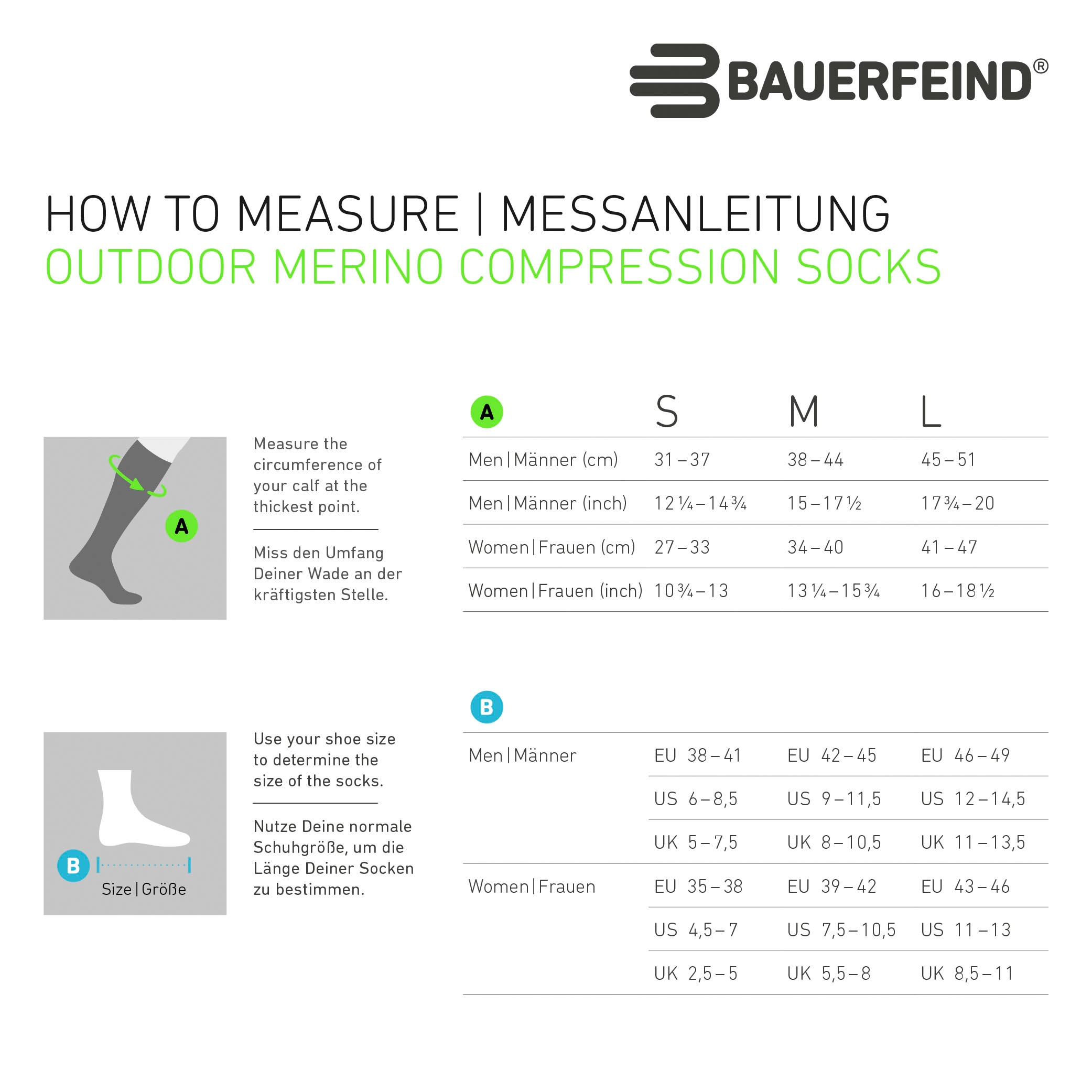 Bauerfeind Chaussettes de sport »Outdoor Merino Compression Socks« avec une forte proportion de laine mérinos
