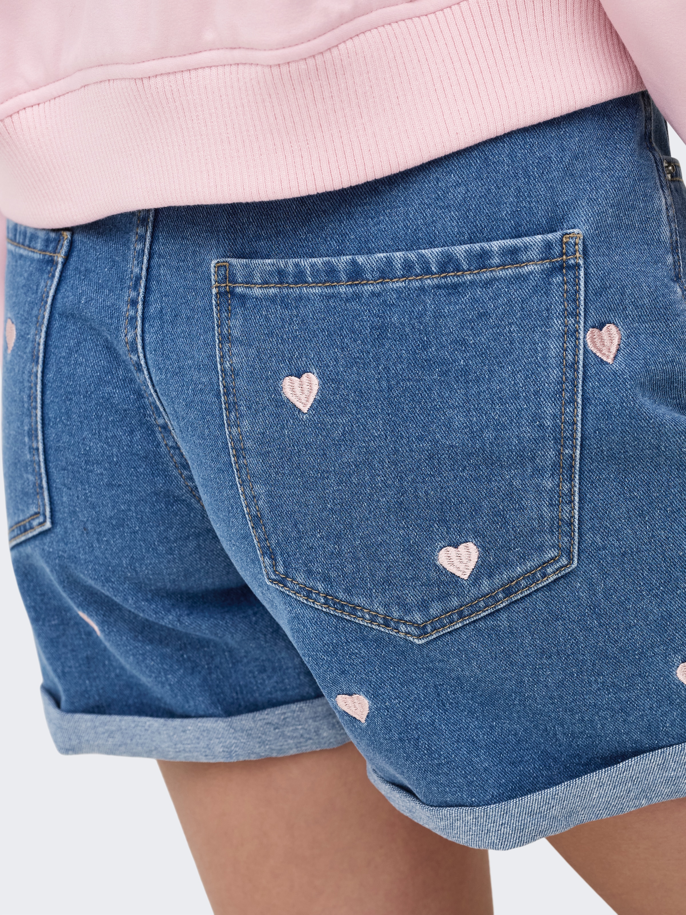 ONLY Short en jean »ONLVEGA HW EMBROIDERY DNM SHORTS GUANOOS« coton, taille haute