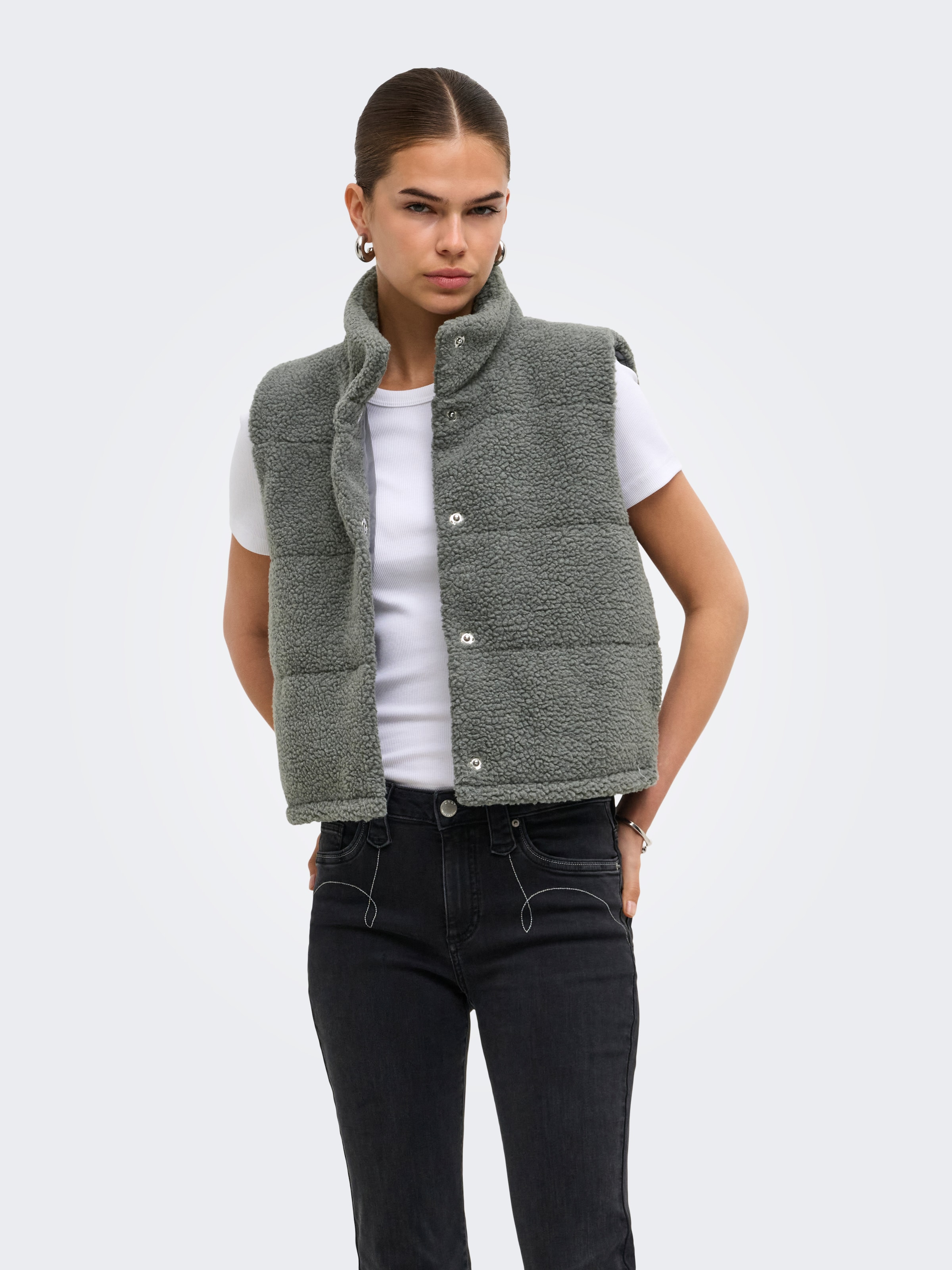 ONLY Plüschweste »ONLSANDRA TEDDY WAISTCOAT LIFE OTW NOOS« Kunstfaser
