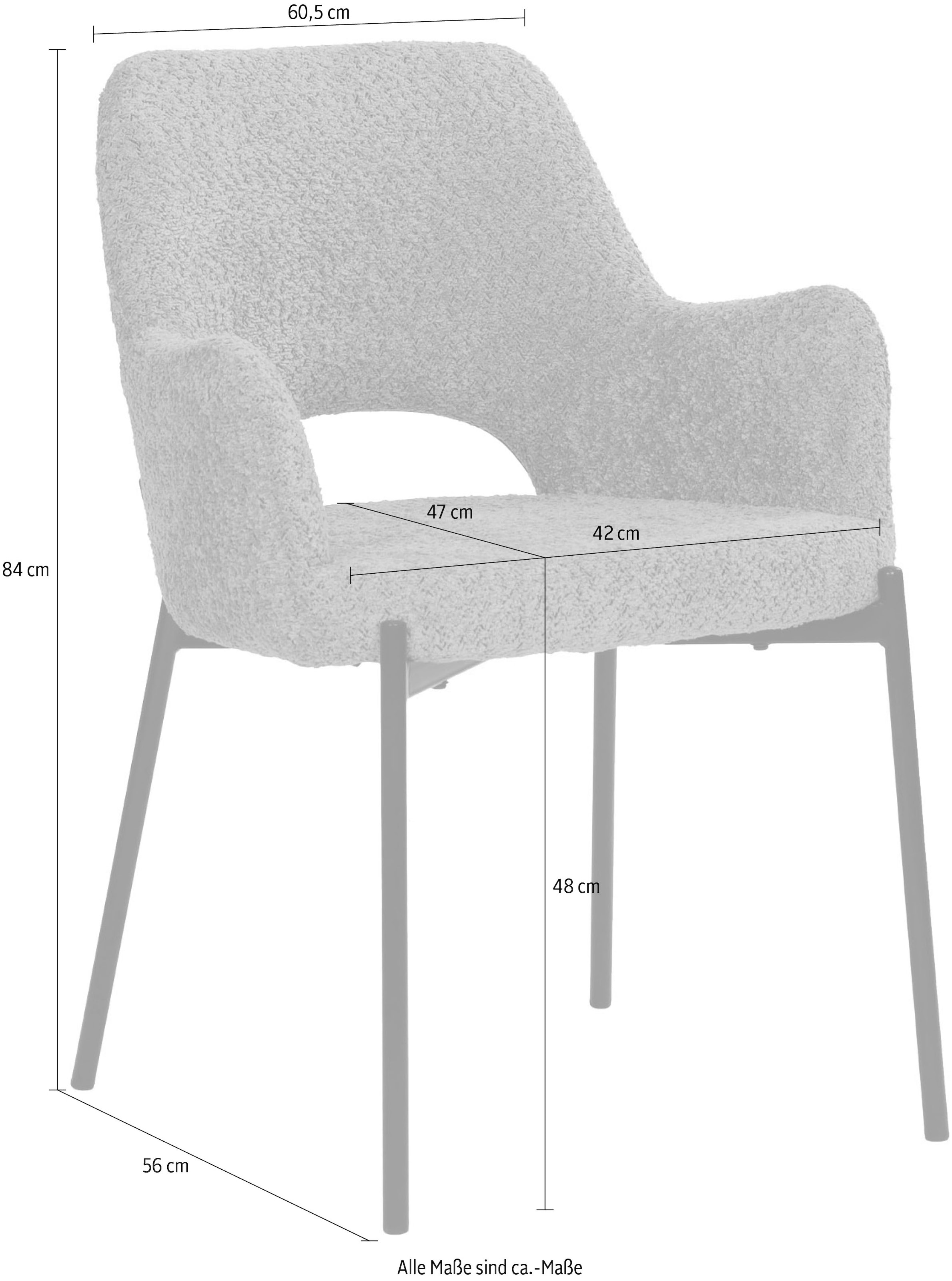 SIT Chaise avec accoudoirs »Kiew 2er-Set Bouclé Esszimmerstühle mit Rücken Cut-Out« (Ensemble) 2 cuisrevêtement bouclé certifié Öko-Tex & design moderne avec découpe au dos