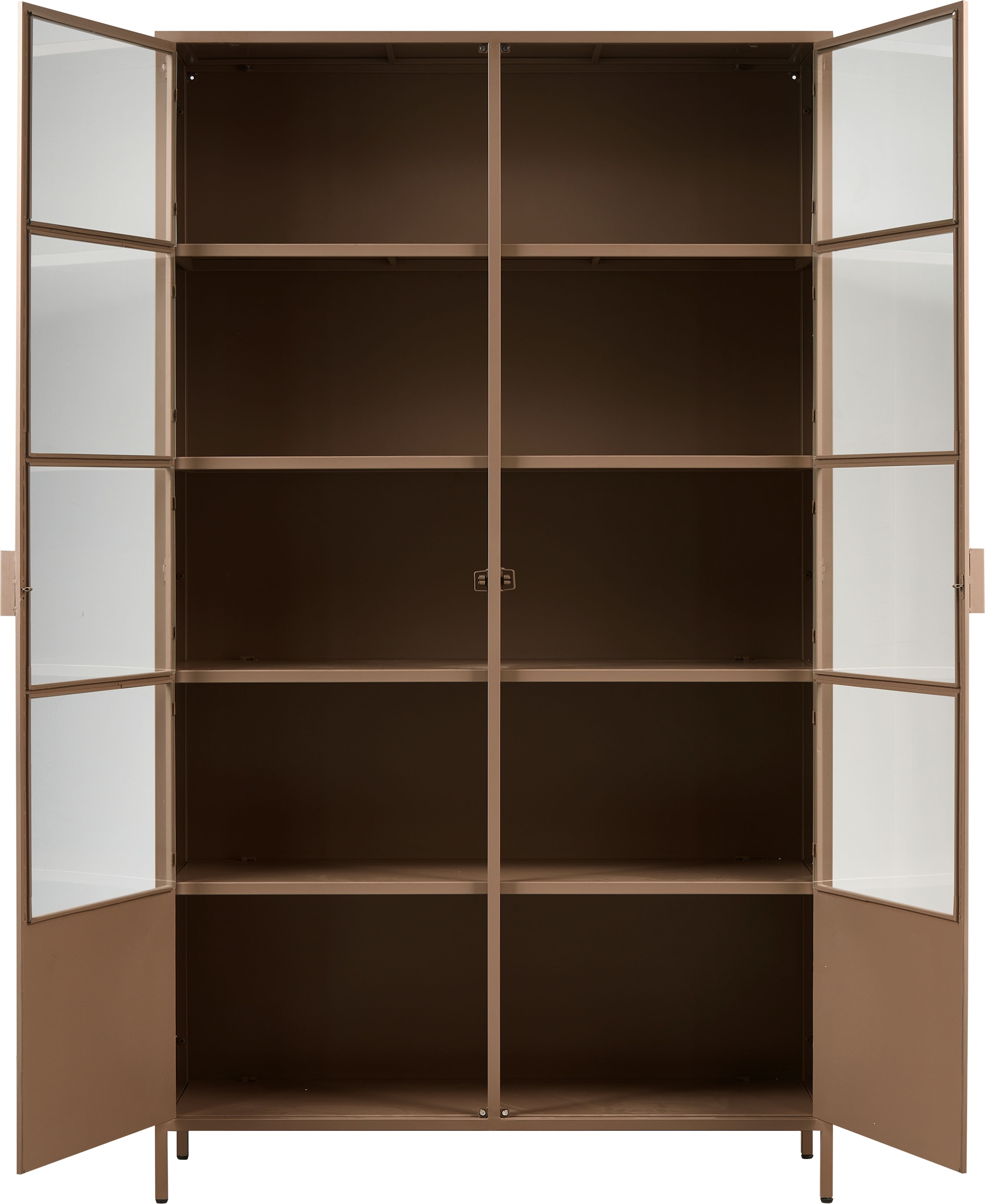 WOOOD Vitrine »Ronja XL Metall pulverbeschichtet mit Glastüren, H189 x B110 x T43 cm« Tragkraft 20 kg pro Boden, pfleigleicht, einfach zu montierbar