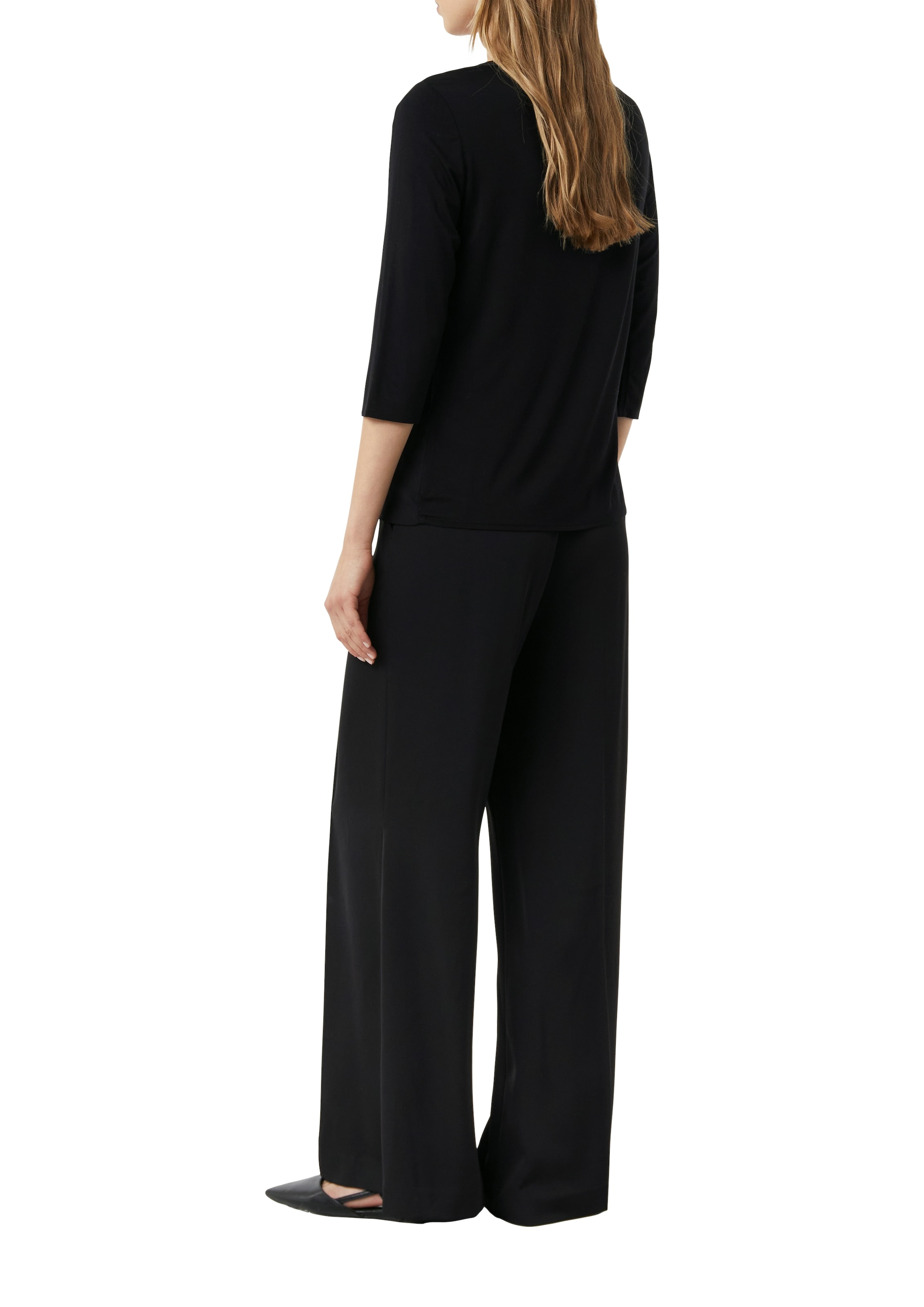 Comma T-shirt à manches 3/4 mit Satin-Blende