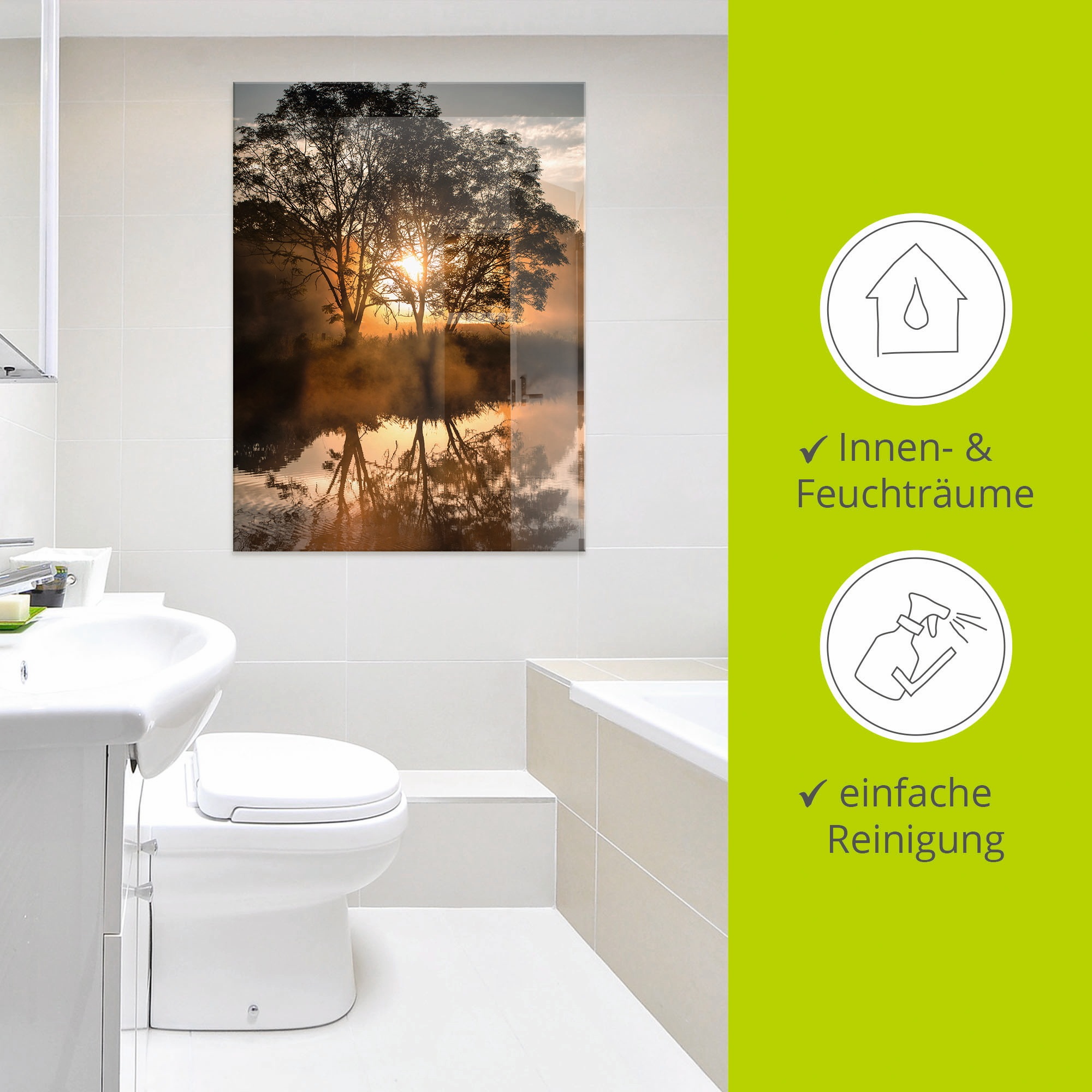 Artland Glasbild »Früh morgens, wenn der Tag erwacht« Gewässer 1 Stk. tlg. in verschiedenen Grössen