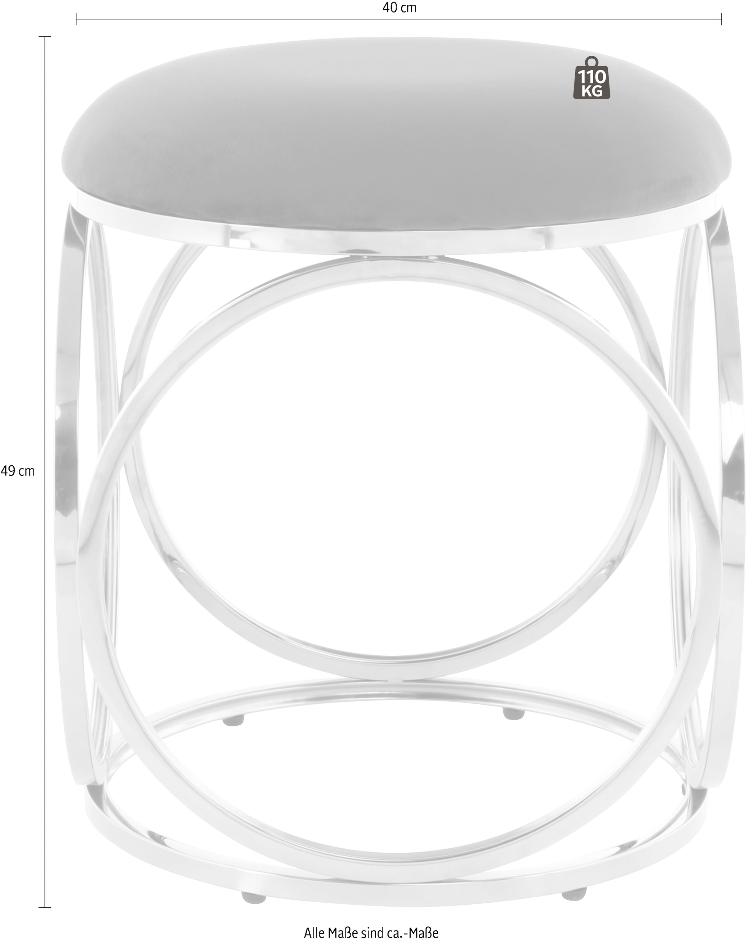 Kayoom Pouf »Hocker Whitney 325,Hocker mit offenem Design,  Gestell aus Metall« 1 cuis tlg. glamourös, hochwertig, pflegeleicht, rundes Sitzkissen