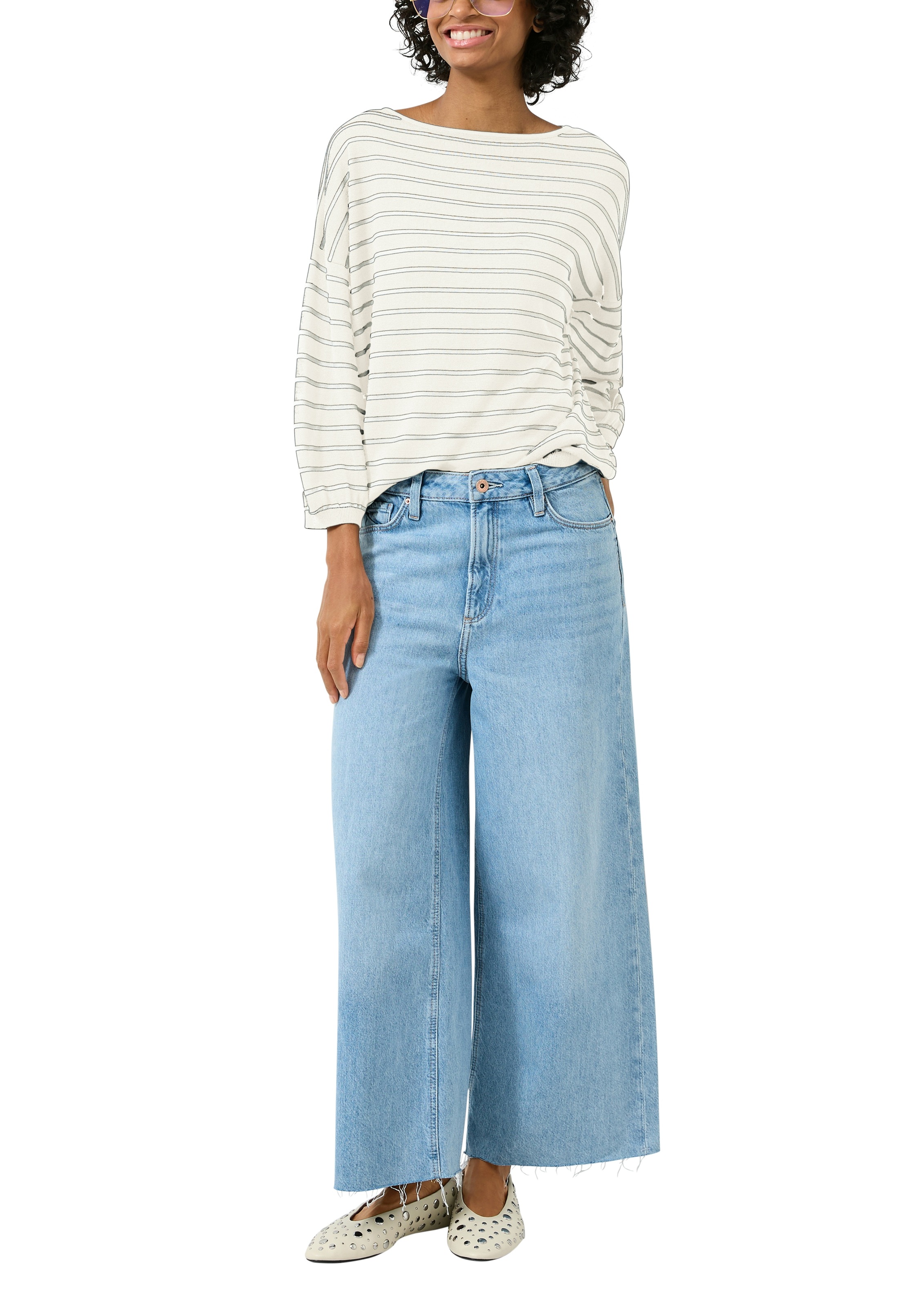 QS 3/4 Arm-Pullover gestreift, mit Viskose