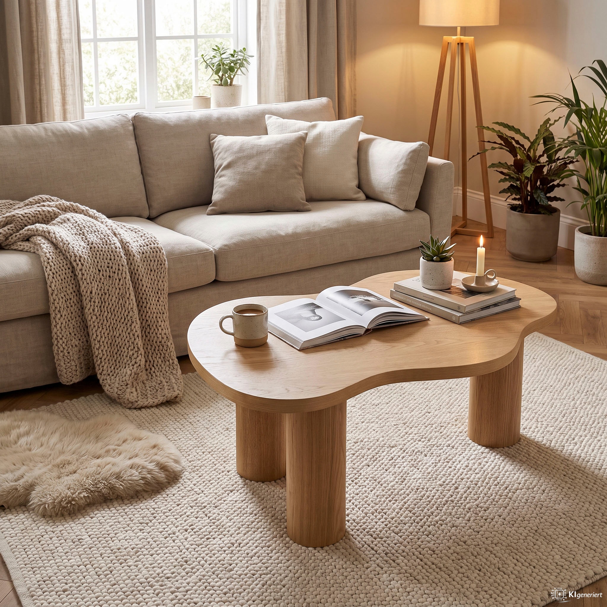 SalesFever Couchtisch »Vion 90x51 cm zeitloses Design mit Echtholzfurnier« Markante organische Form mit skulpturalem Charakter