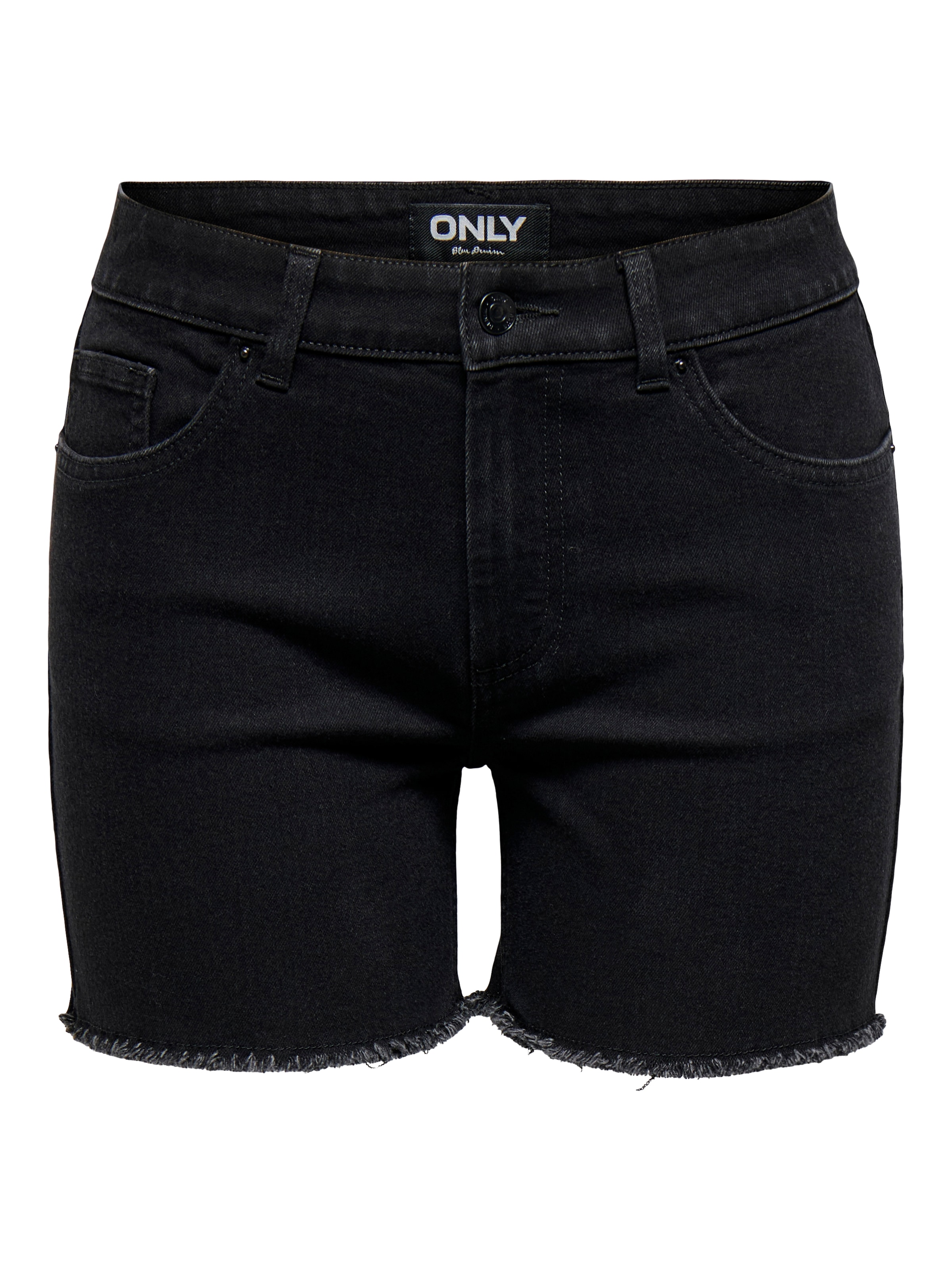 ONLY Short en jean »ONLLAURA MID WAIST SHORT RW BOX« avec ourlet effiloché
