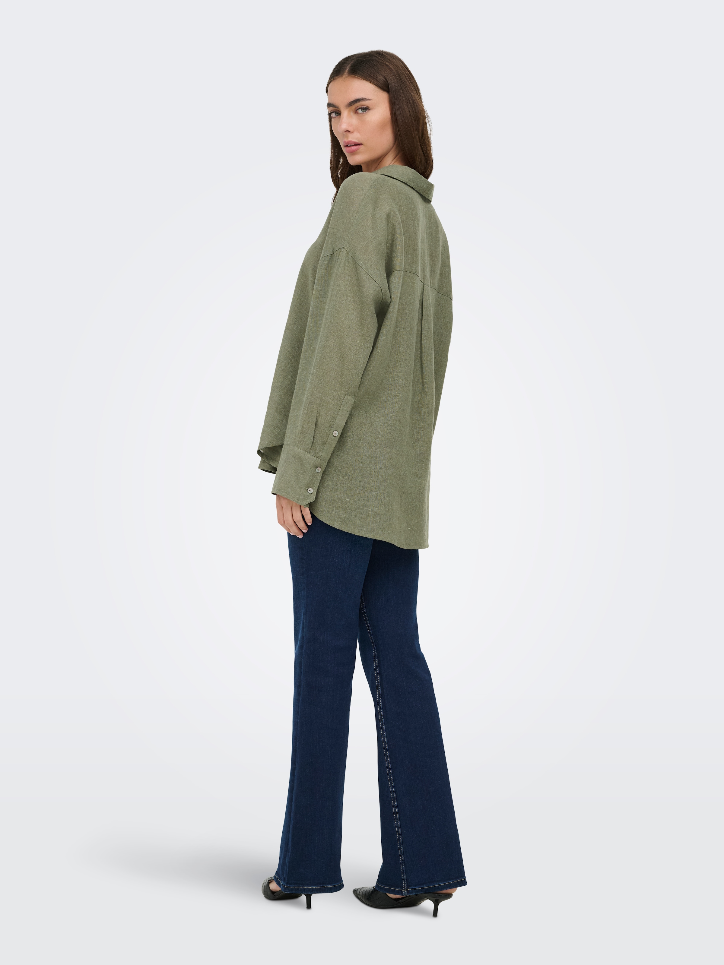 ONLY Blouse chemise »ONLBRUXELLES V- LS LIN BL SHIRT PNT NOOS« avec lin