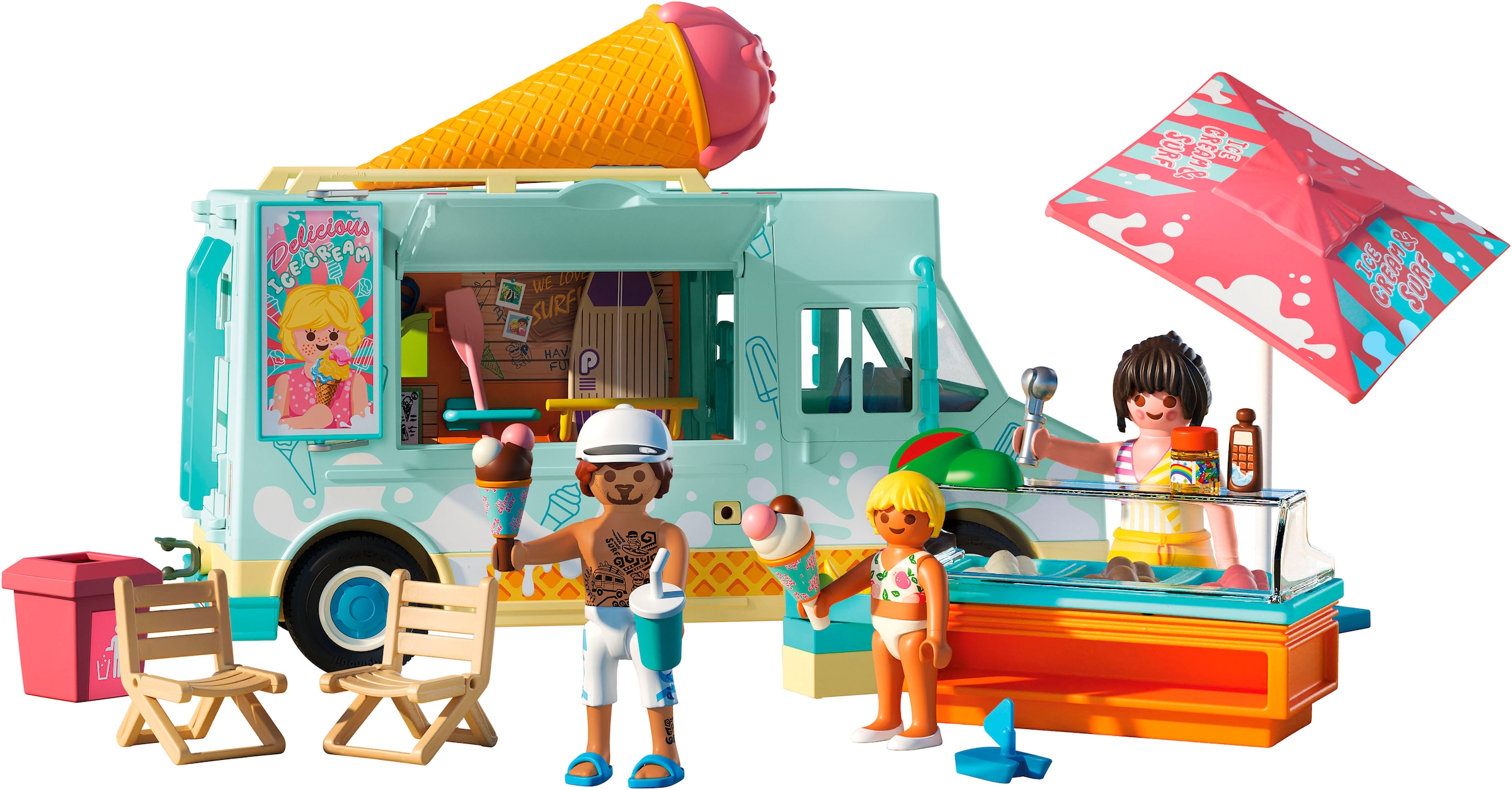 Playmobil® Jeu de construction »Ice Cream Truck mit Surfshop (71904), My Life« Made in Germany