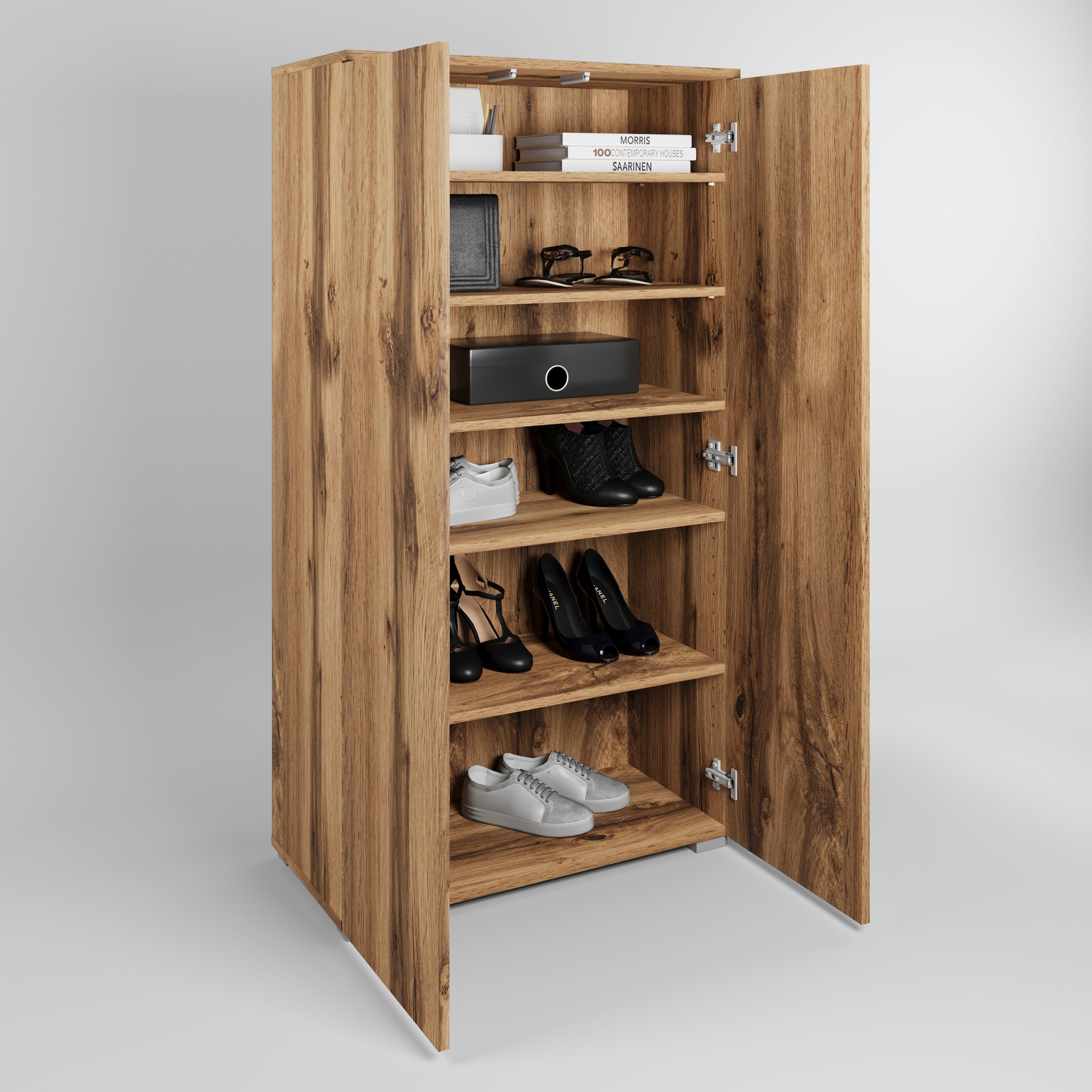 GOODproduct Armoire à chaussures »Paris« étagère à chaussures sans poignées, largeur 70 cm, avec 6 compartiments spacieux