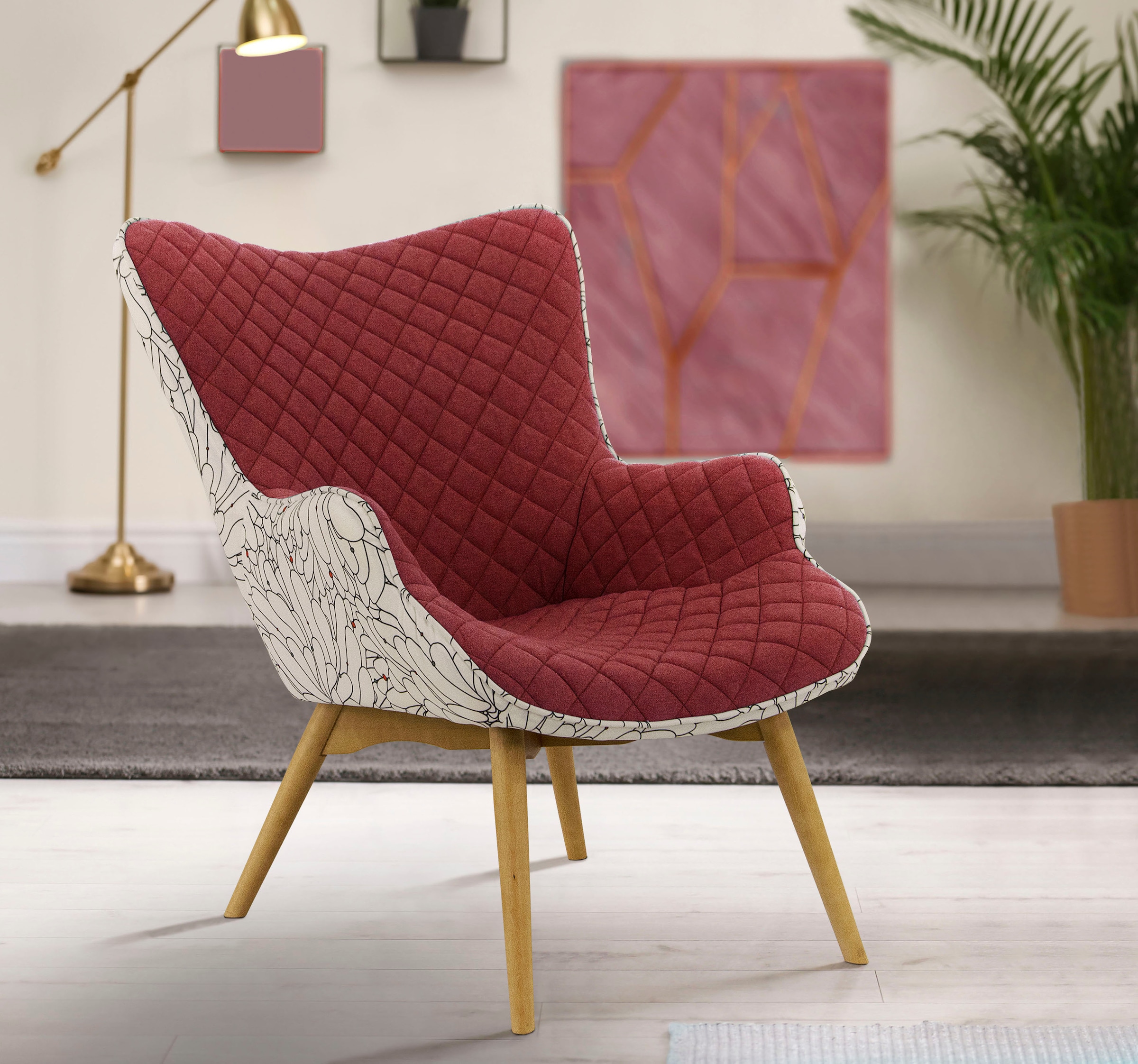 Home affaire Fauteuil »Duke Print« Karoprägung im Sitzbereich und Dekostoff auf der Rückseite