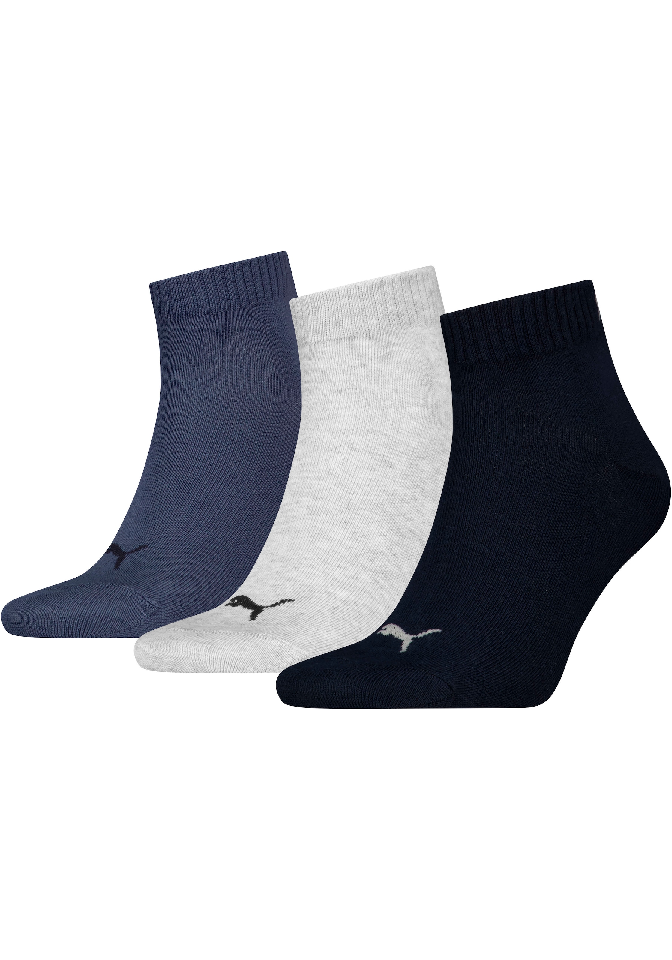 PUMA Chaussettes courtes »PUMA UNISEX QUARTER PLAIN 3P« 3 Paar,  Atmungsaktiv, Rippenbündchen, weiche Baumwollmischung
