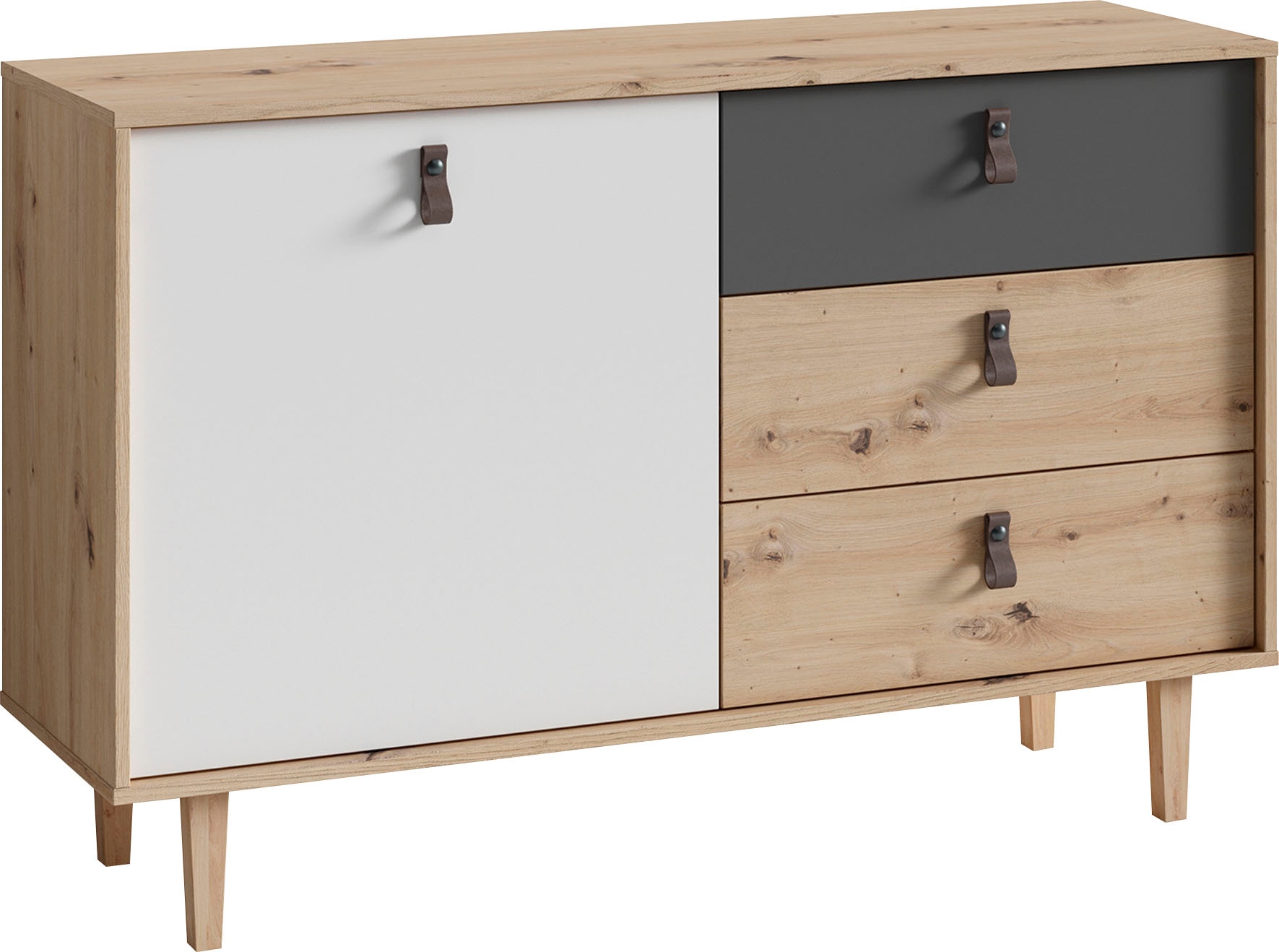 INOSIGN Sideboard »Bill, Kommode in 120cm und 180cm Breite, mit Massivholzfüssen,« verstellbaren Einlegeböden und Schubkästen für viel Stauraum