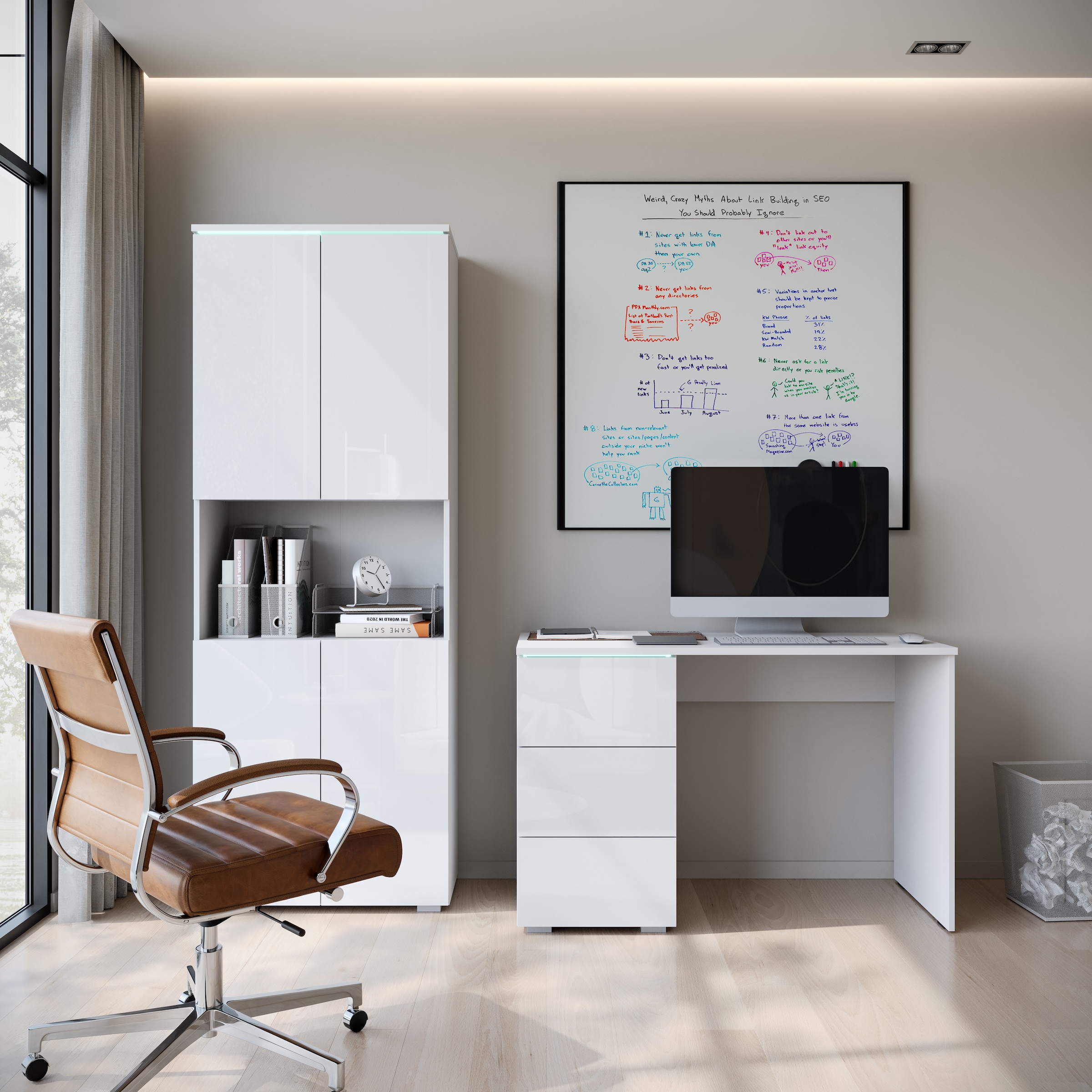 Home affaire Armoire de classement »Vera, Mehrzweckschrank mit LED-Beleuchtung« espace de rangement pratique avec étagères réglables en hauteur, H. 182 cm