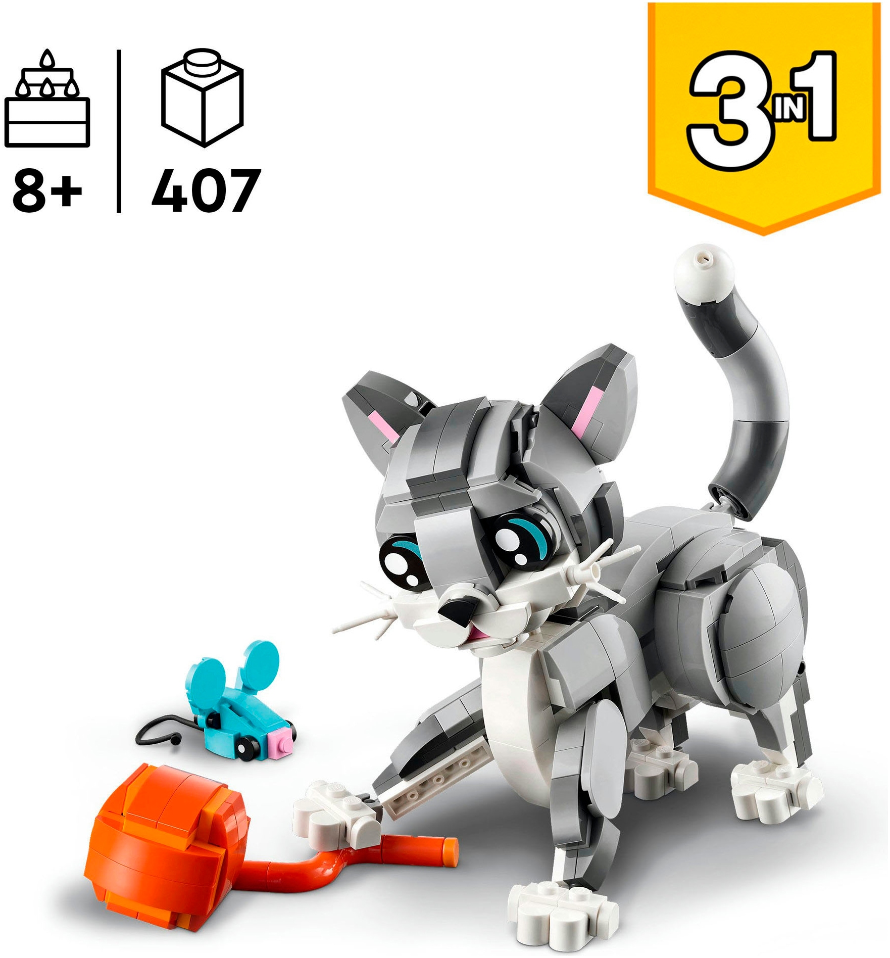 LEGO® Pions de construction »Graue Katze (31163), LEGO Creator« Made in Europe