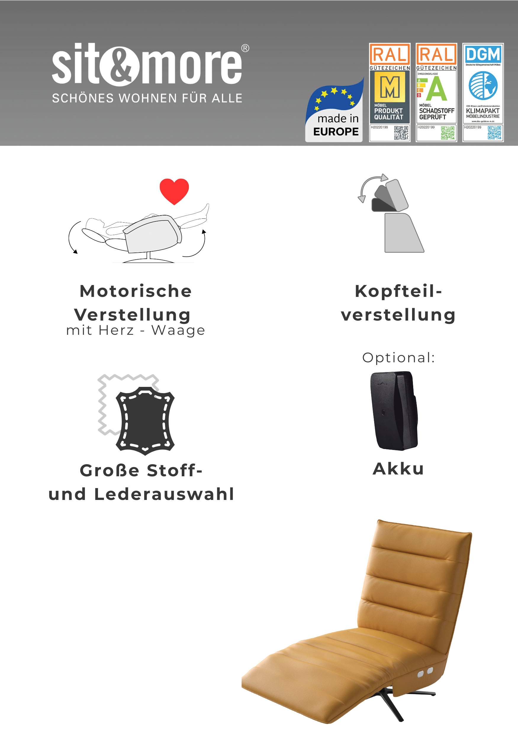 sit&more Fauteuil TV »Eve« mit Herz-Waage und 2 Motoren, Bedienfelder im Sitz