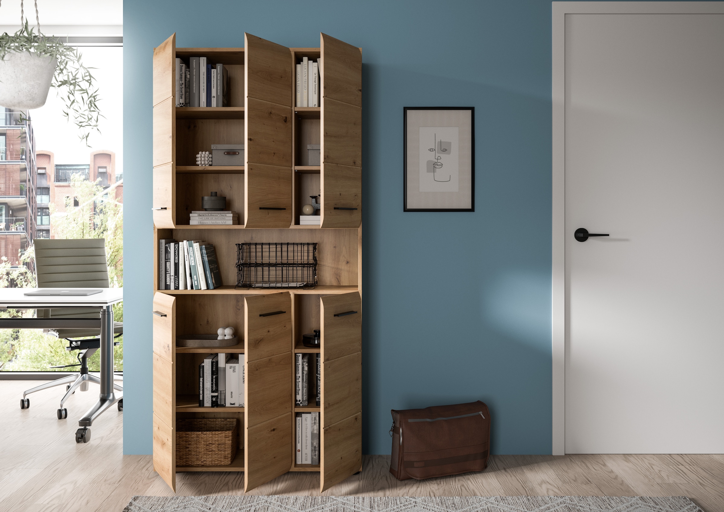 INOSIGN Armoire de rangement 1 cuis tlg. Florenz, Mehrzweckschrank Artisan Oak NB, 185 cm Höhe, Bad