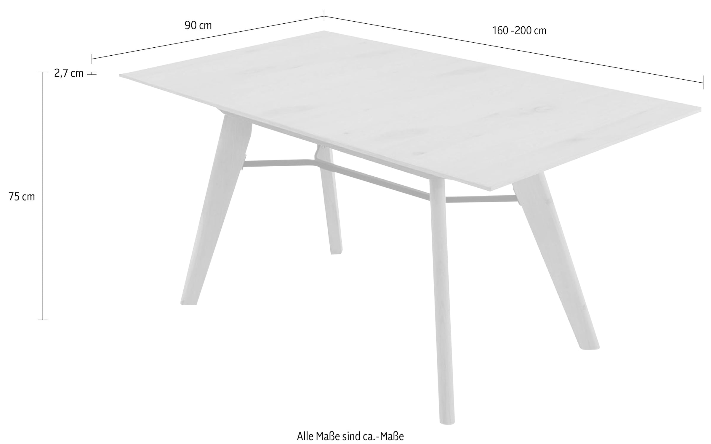 K+W Komfort & Wohnen Table de salle à manger »Giacomo IV« en chêne noueux bianco plaqué, 2 tailles au choix, avec sortie synchronisée