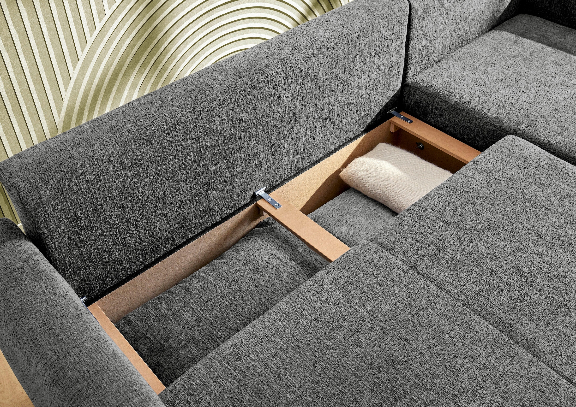 Jockenhöfer Gruppe Ecksofa »Venezia L-Form, B: 234 cm« mit Schlaffunktion, Bettkasten & Zierkissen
