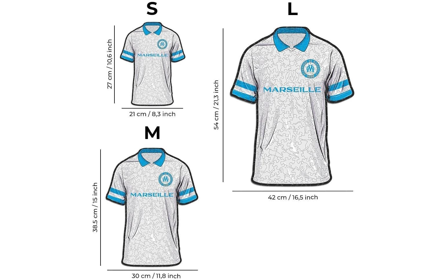   Puzzle »Iconic Olympique Marseille – Trikot« Holzart: Birke (Herkunftsland: China)