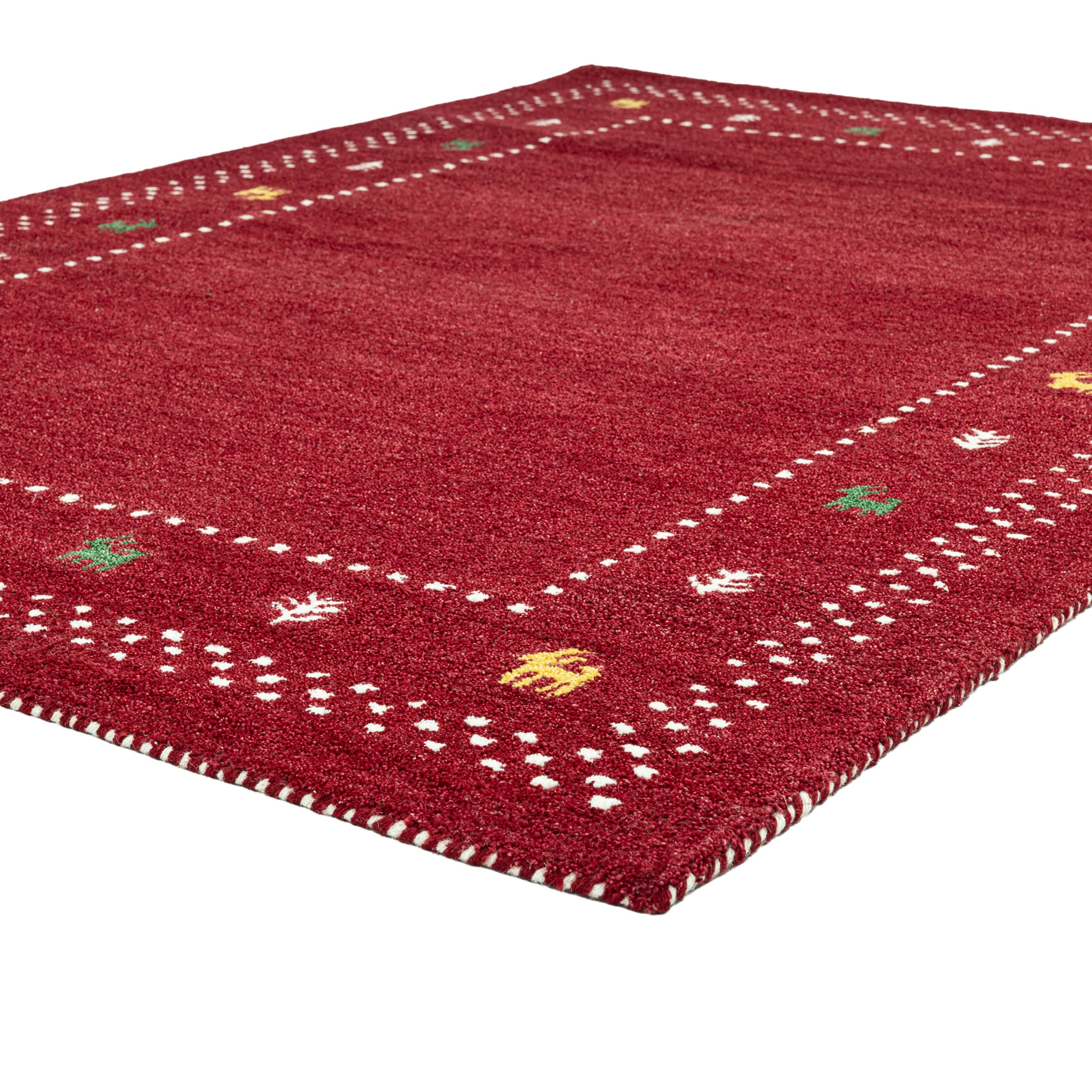THEKO Wollteppich »Gabbeh Bordüre, Handgefertigt, Teppich, Tiermotiv, reine Wolle« rechteckig 14 mm Höhe Wohnzimmer, Schlafzimmer, Esszimmer