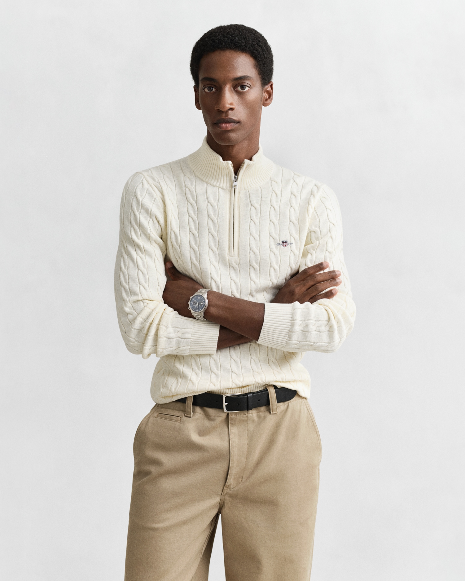 Gant Pull en tricot »COTTON CABLE HALF ZIP« Mit Rundhalsausschnitt