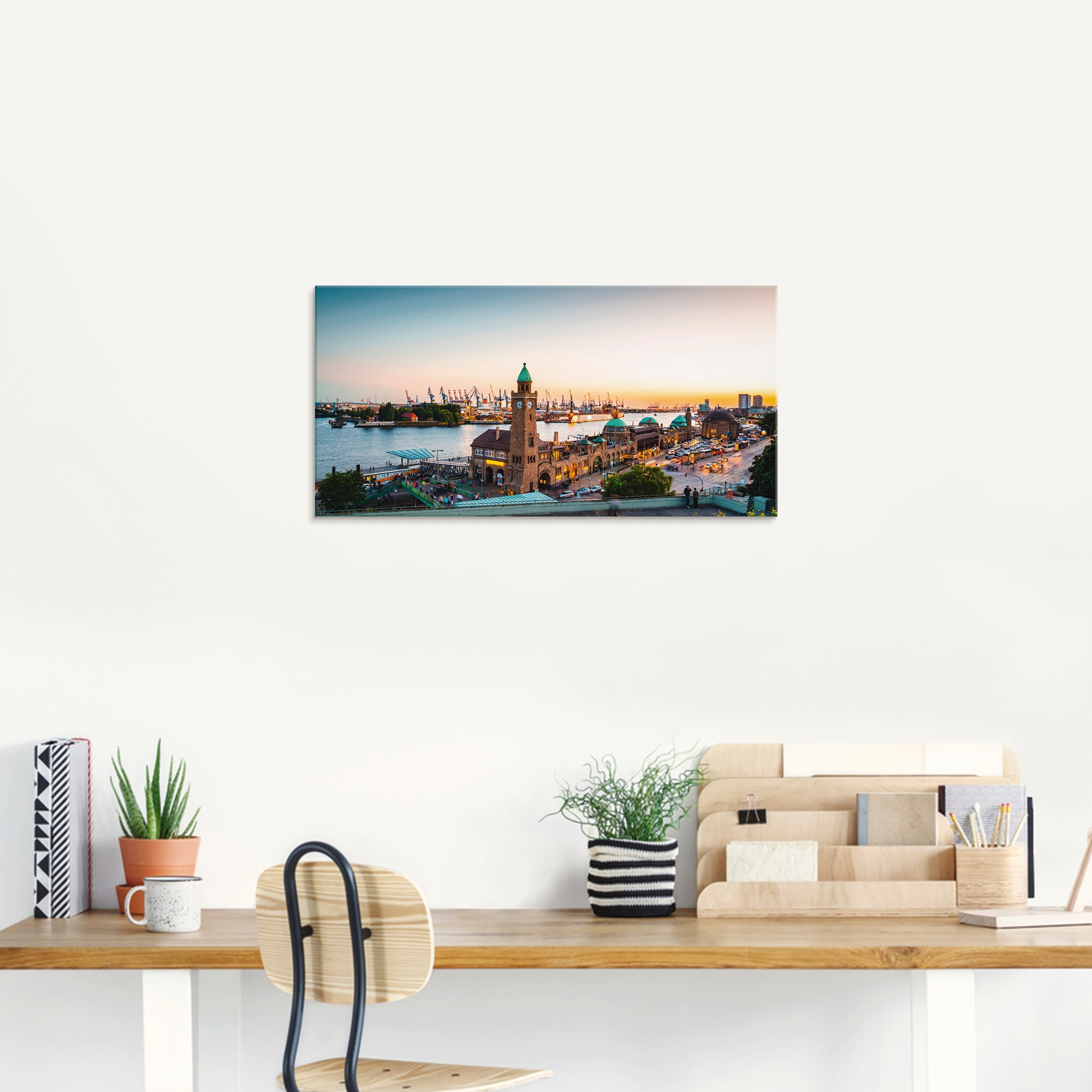 Artland Glasbild »Hamburg Hafen und Landungsbrücken« Deutschland 1 Stk. tlg. in verschiedenen Grössen