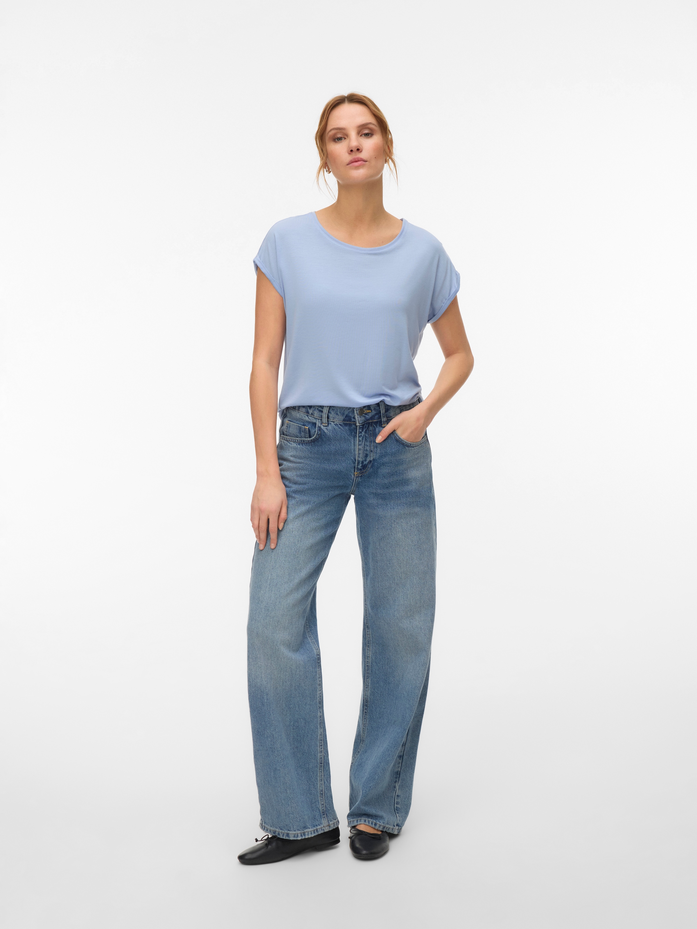 Vero Moda T-shirt »VMAVA PLAIN SS TOP JRS NOOS« mélange de matériaux, coupe régulière
