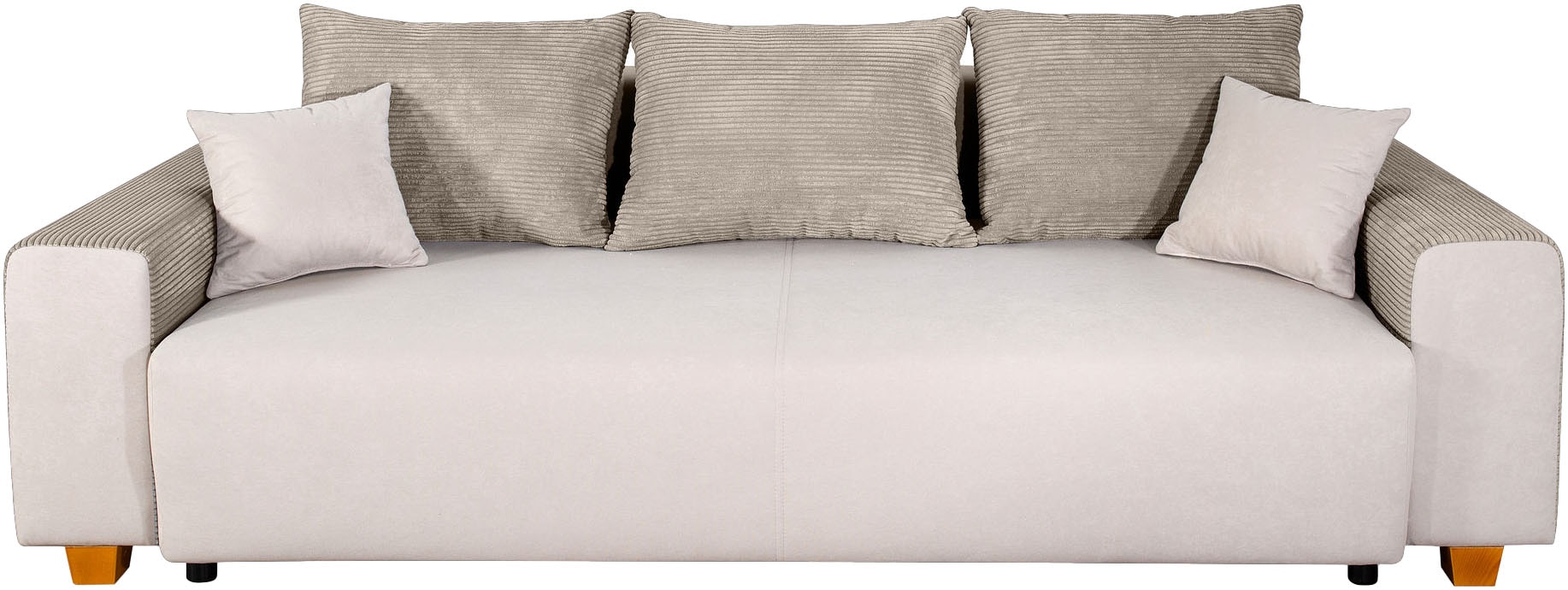 COLLECTION AB Canapé-lit »Yves, B: 243 cm, Liegefl. 142x194 cm« Bettfunktion, Bettkasten & 2 Zierkissen, Federkern