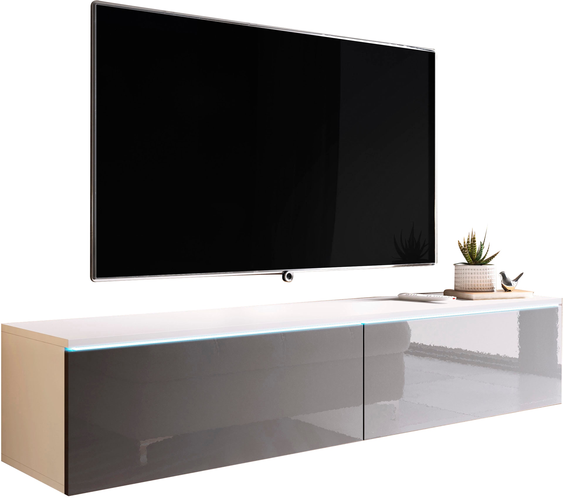 Home affaire Table basse »LOWBOARD D, wahlweise mit oder ohne Beleuchtung« meuble TV moderne sans poignées, avec beaucoup de rangement, debout et suspendu