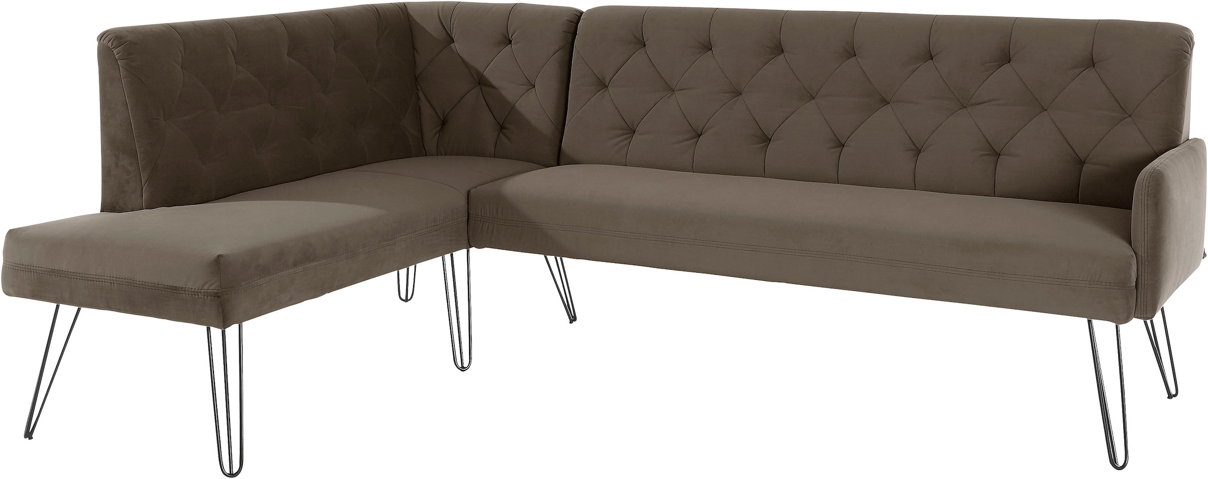 exxpo - sofa fashion Banc d'angle »Doppio, Chesterfield Optik, komfortabel und bequem, hohe Designfüsse« Frei im Raum stellbar