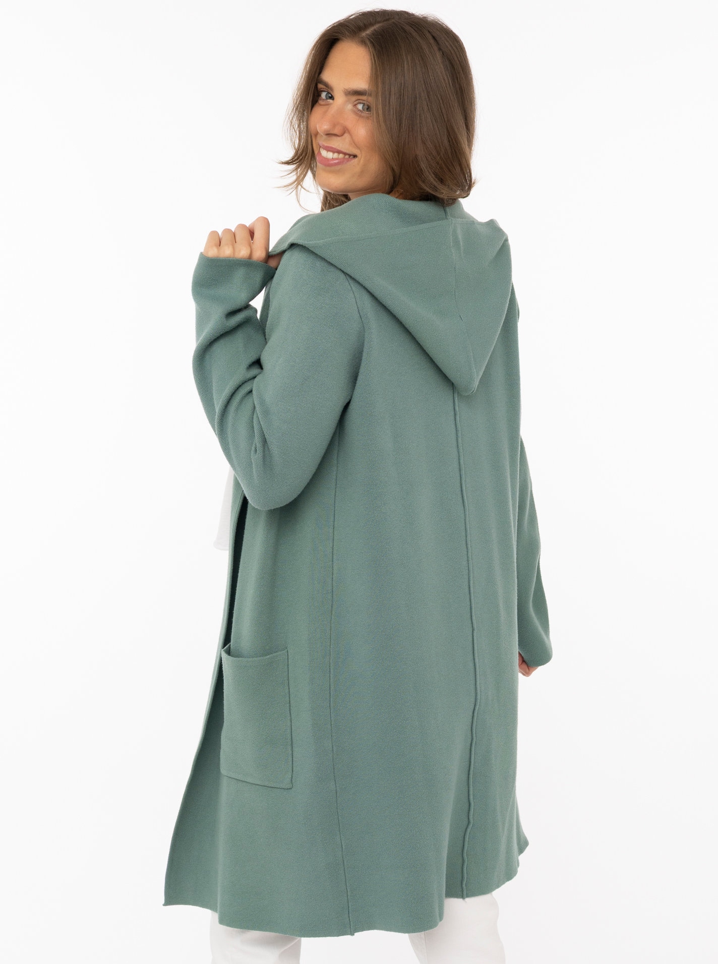 Zwillingsherz Cardigan Kapuze, Taschen, Langarm, ohne Verschluss