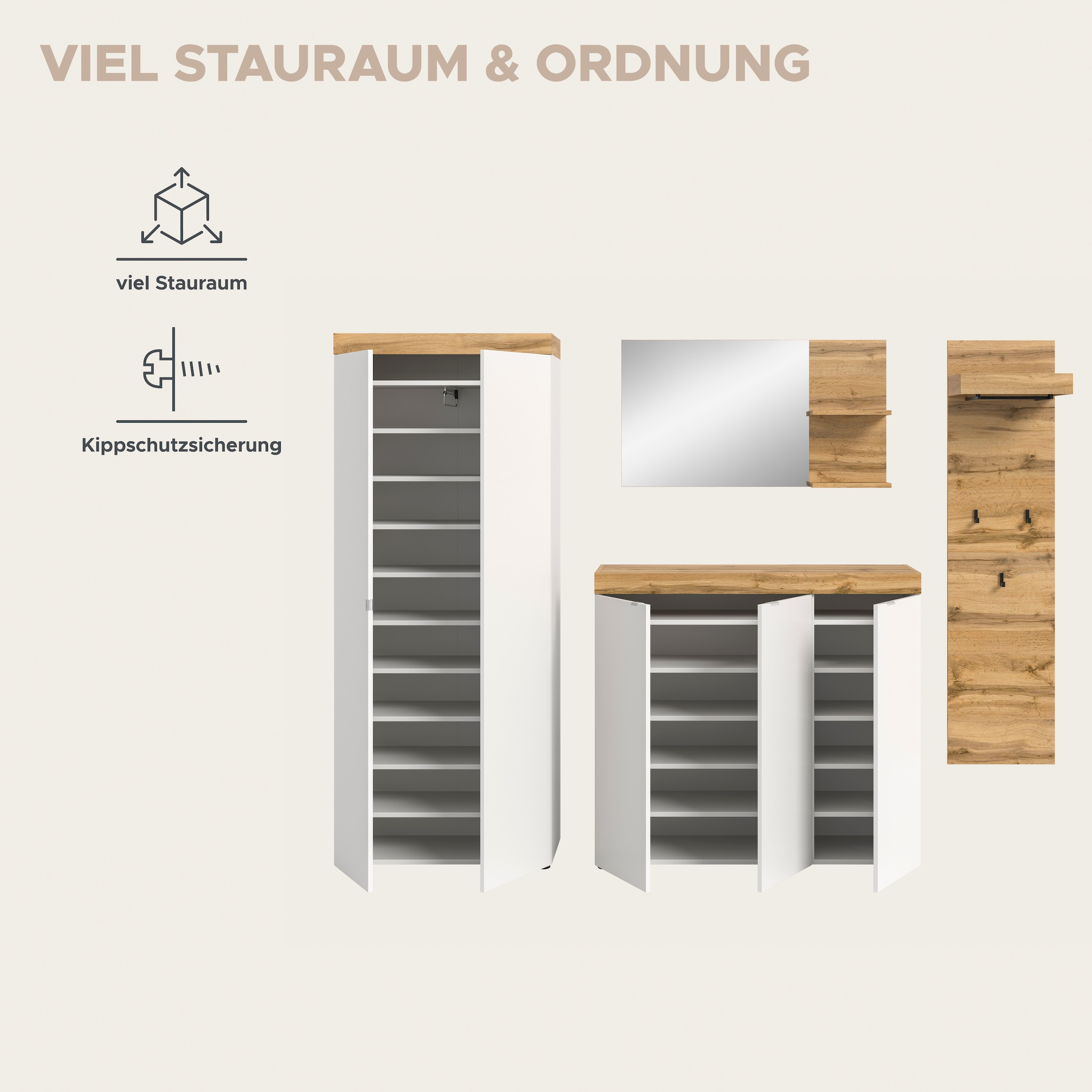 GOODproduct Ensemble de vestiaires »MAMBO II, 4-teilig, TOPSELLER!, hängend oder stehend montierbar« 4 cuis tlg.