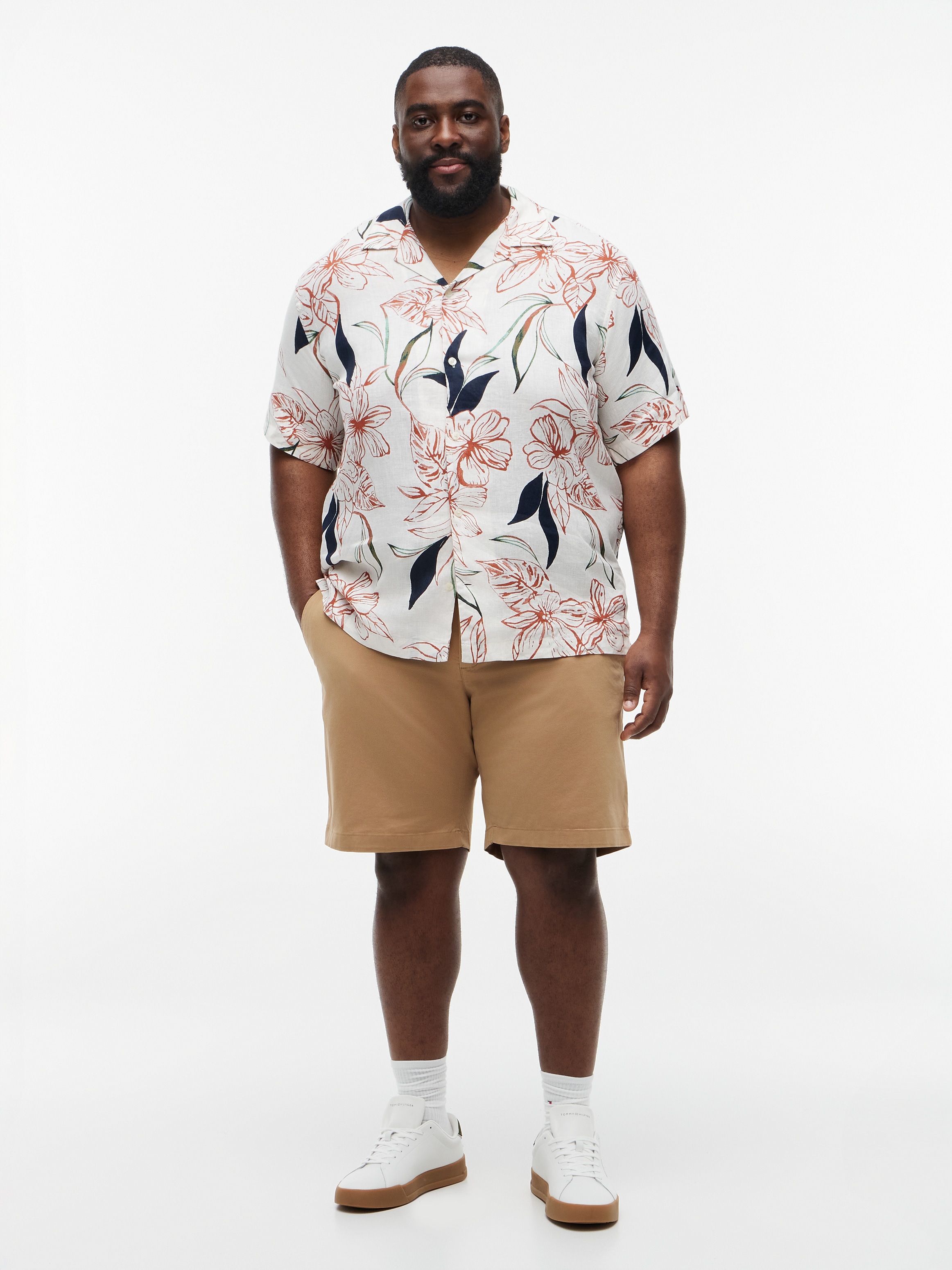 Tommy Hilfiger Big & Tall Kurzarmhemd »BT-LINEN RESORT PRINT REGULAR FIT« mit Tropen-Print, Grosse Grössen