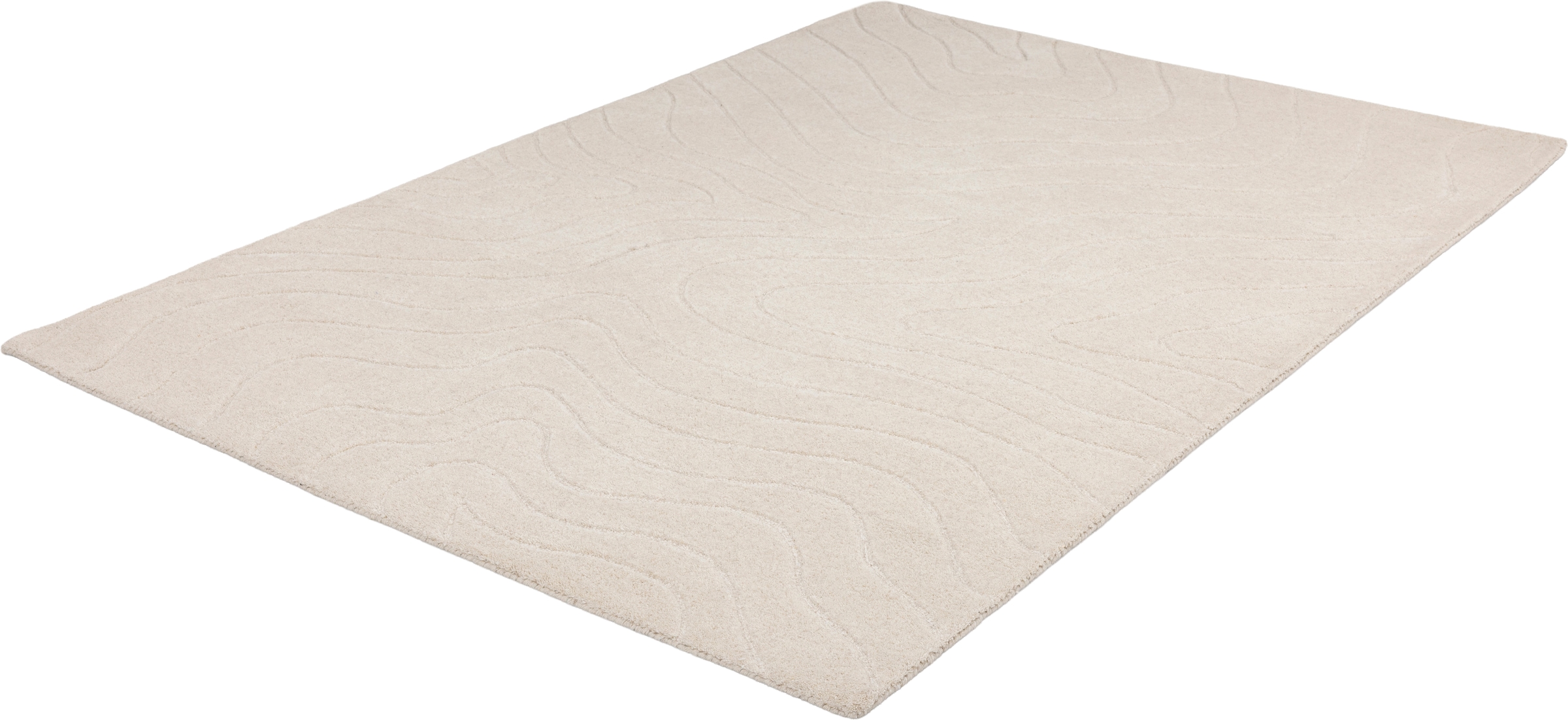 LeGer Home by Lena Gercke Tapis en laine »Zarrah, mit Wellendesign, Linienmuster« Rectangulaire 14 mm Höhe laine pure, moderne, scandinave, salon, chambre, salle à manger