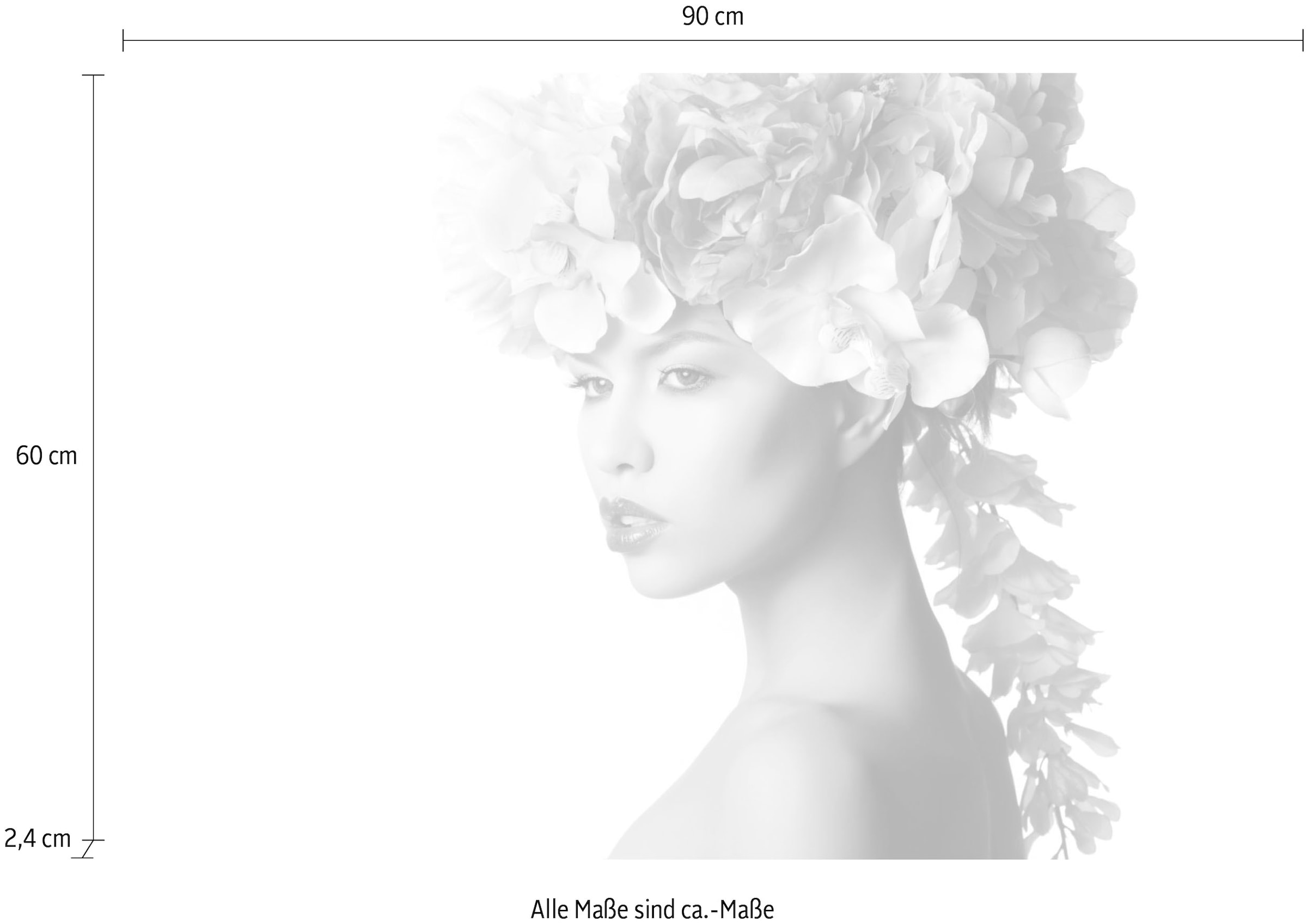 queence Tableau en verre acrylique »Frau mit Blumenhut« Fine Art-Print in Galeriequalität