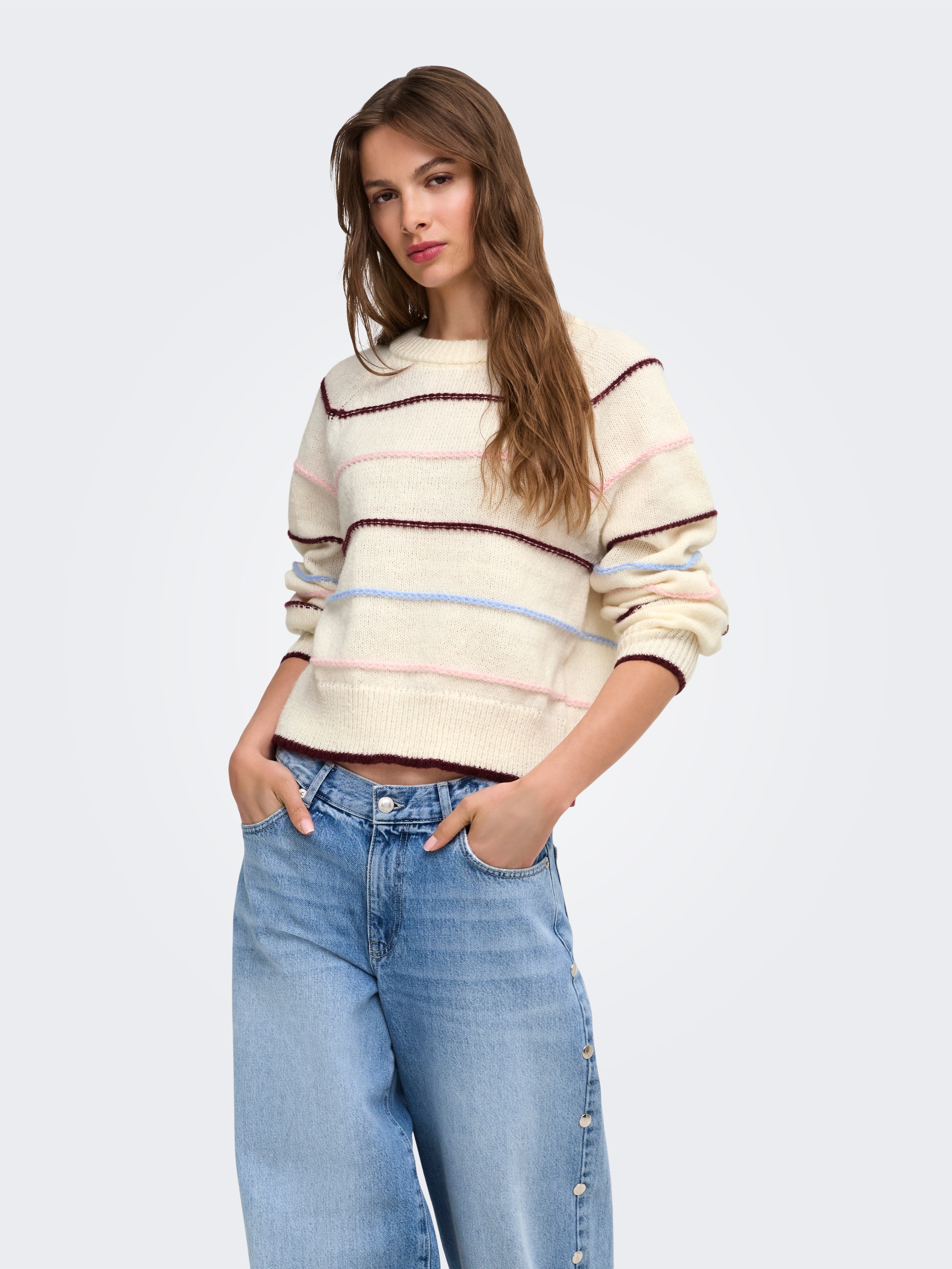 ONLY Pull en tricot »ONLADORA LS O-NECK NCA KNT« Kunstfaser, regular fit