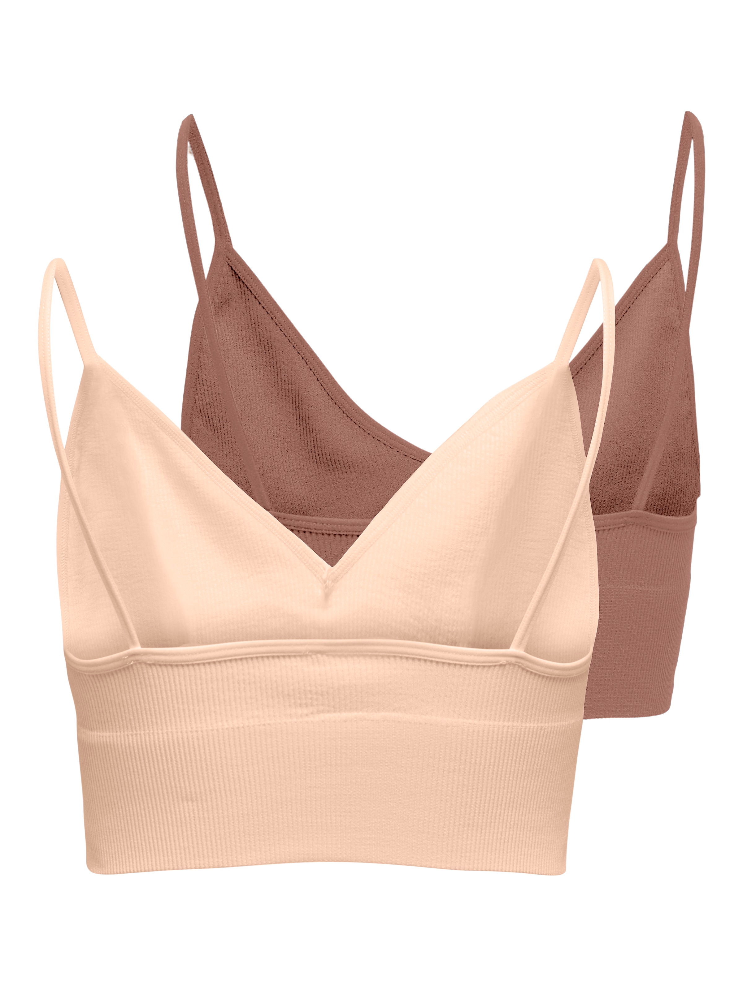 ONLY Bustier »ONLVICKY – BH-Tops mit geripptem Detail im 2er-Pack« Packung, 2er-Pack, 2 cuis figurbetont, modisch, Materialmix, Jersey, Spaghettiträger