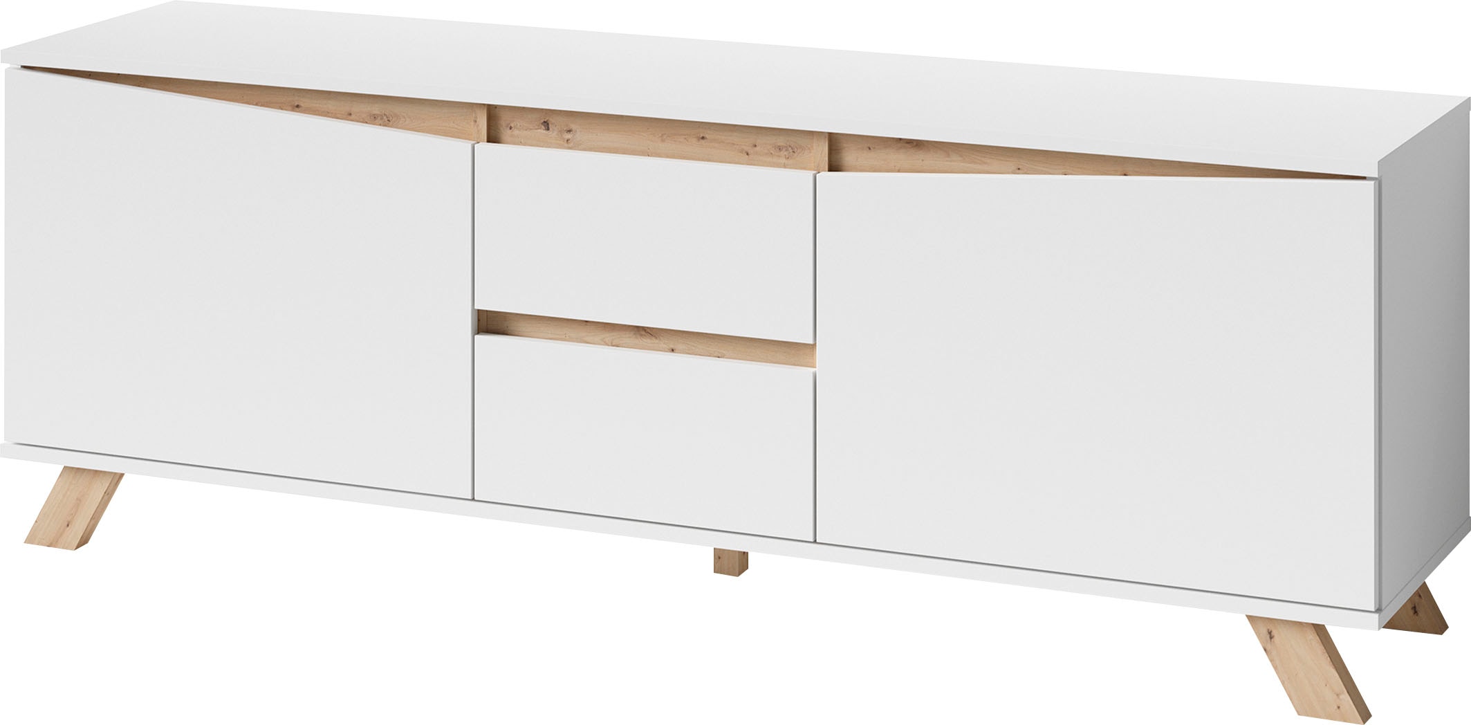 Home affaire Table basse »Valentin« 160cm TV Board mit 2 Türen und 2 Schubkästen in modernem Skandi Design