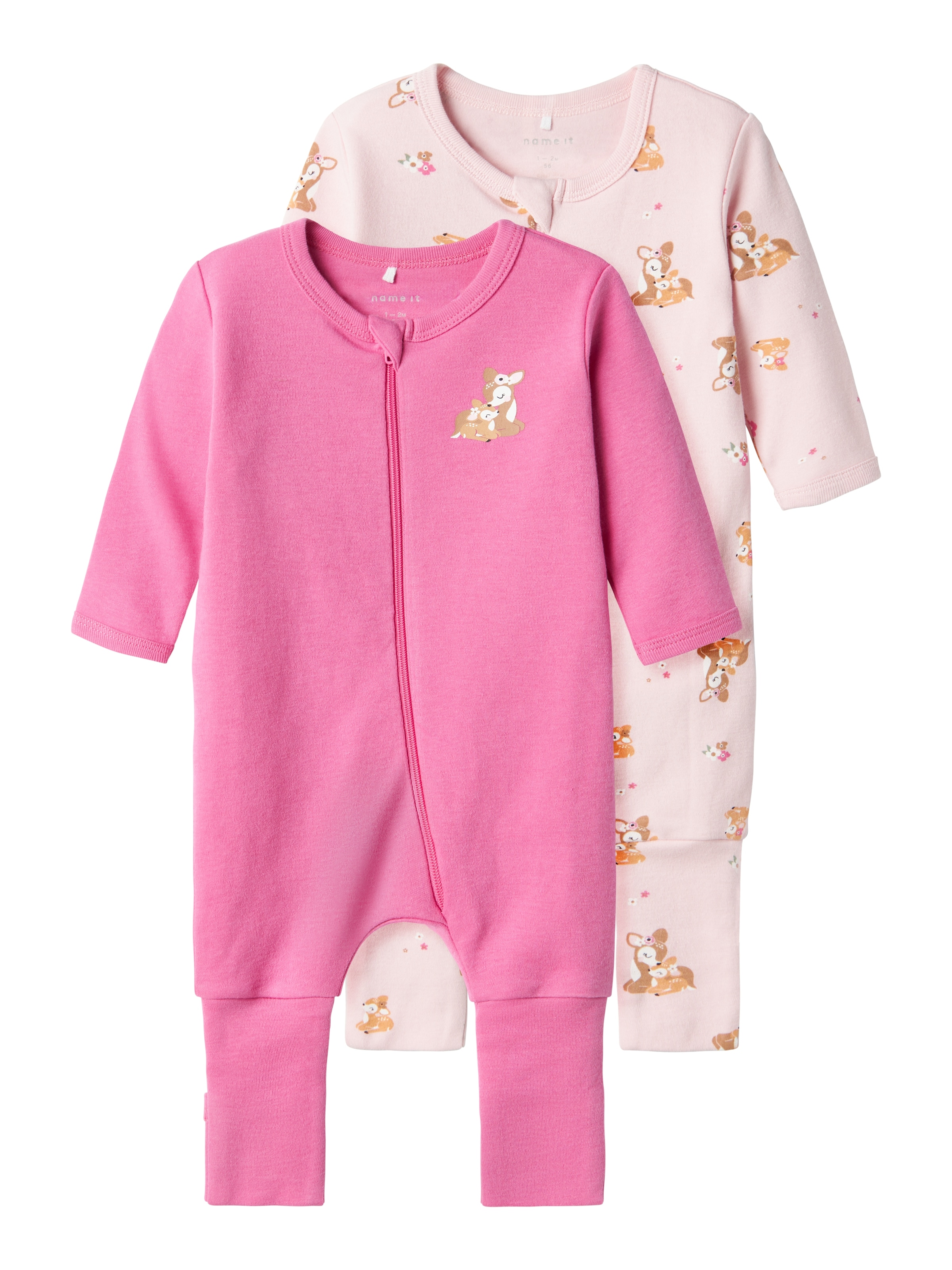 Name It Schlafanzug »NBFNIGHTSUIT 2P ZIP FF ROSE DEER NOOS« Packung, 2 tlg.