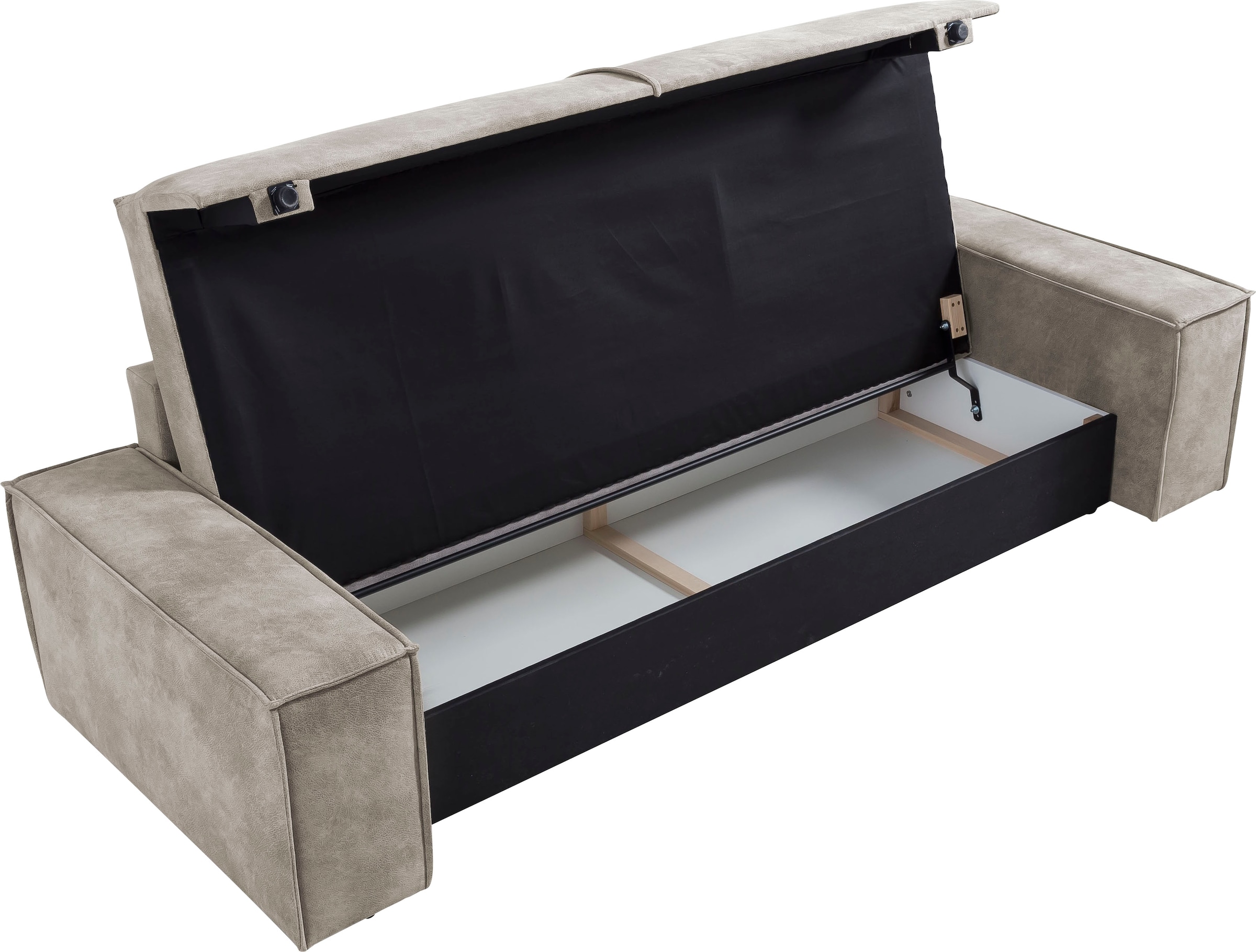 GOODproduct 3-Sitzer »SHERWOOD Vintage Lederoptik Schlafsofa (257cm)« Schlaffunktion mit Bettkasten (ca. 136/200cm)