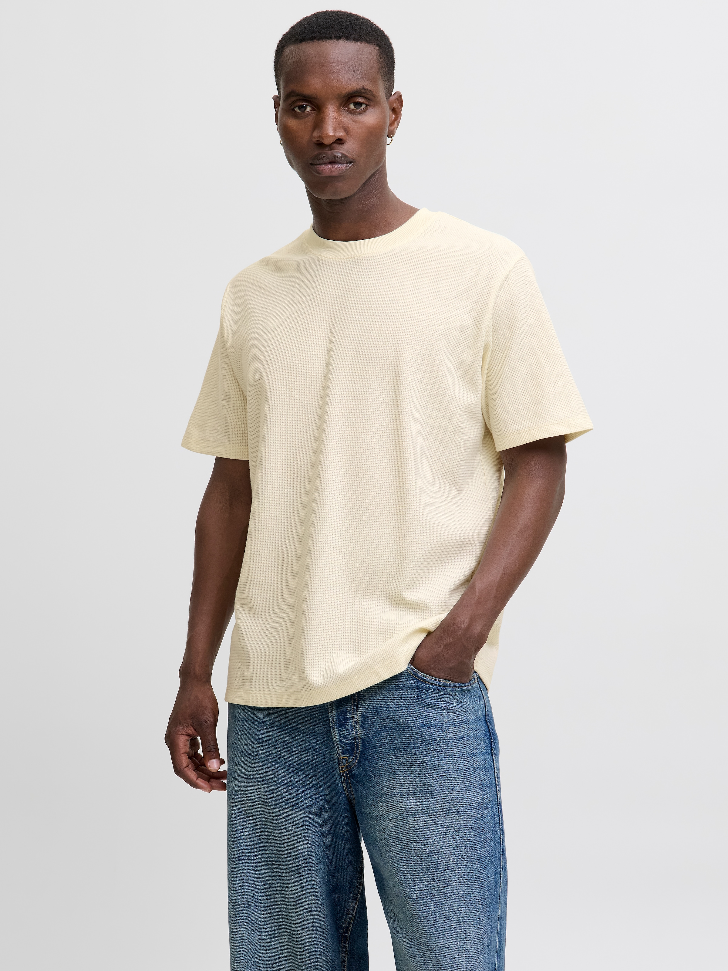 Jack & Jones Shirt à col rond »JJEAUSTIN TEE SS NOOS« Materialmix, relaxed fit